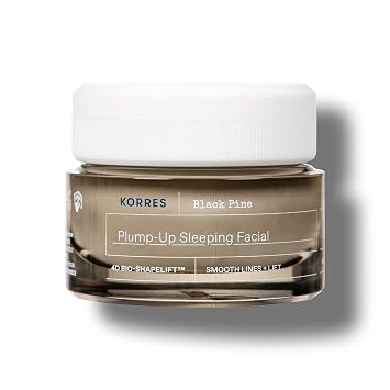 كريم ليلي ممتلئ من KORRES Black Pine 4D Bio-ShapeLift، مرطب لشد الوجه للنساء والرجال، كريم ترطيب ليلي لبشرة أكثر نعومة، عناية بالبشرة نباتية، تم اختباره من قبل أطباء الجلدية، 1.35 أونصة سائلة