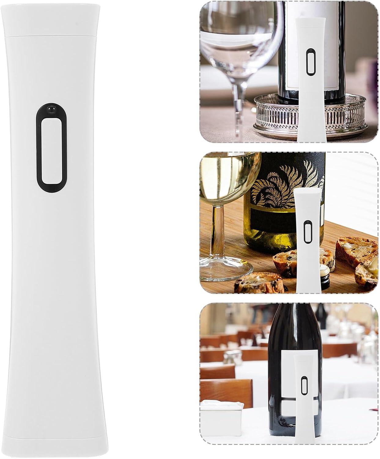 SAFIGLE Rechargeable Electric Wine Opener White Plastic One-button Operation Fast Bottle Opener for Weddings Housewarming and Shower Favors Easy and Labor-saving Corkscrew for Home Use