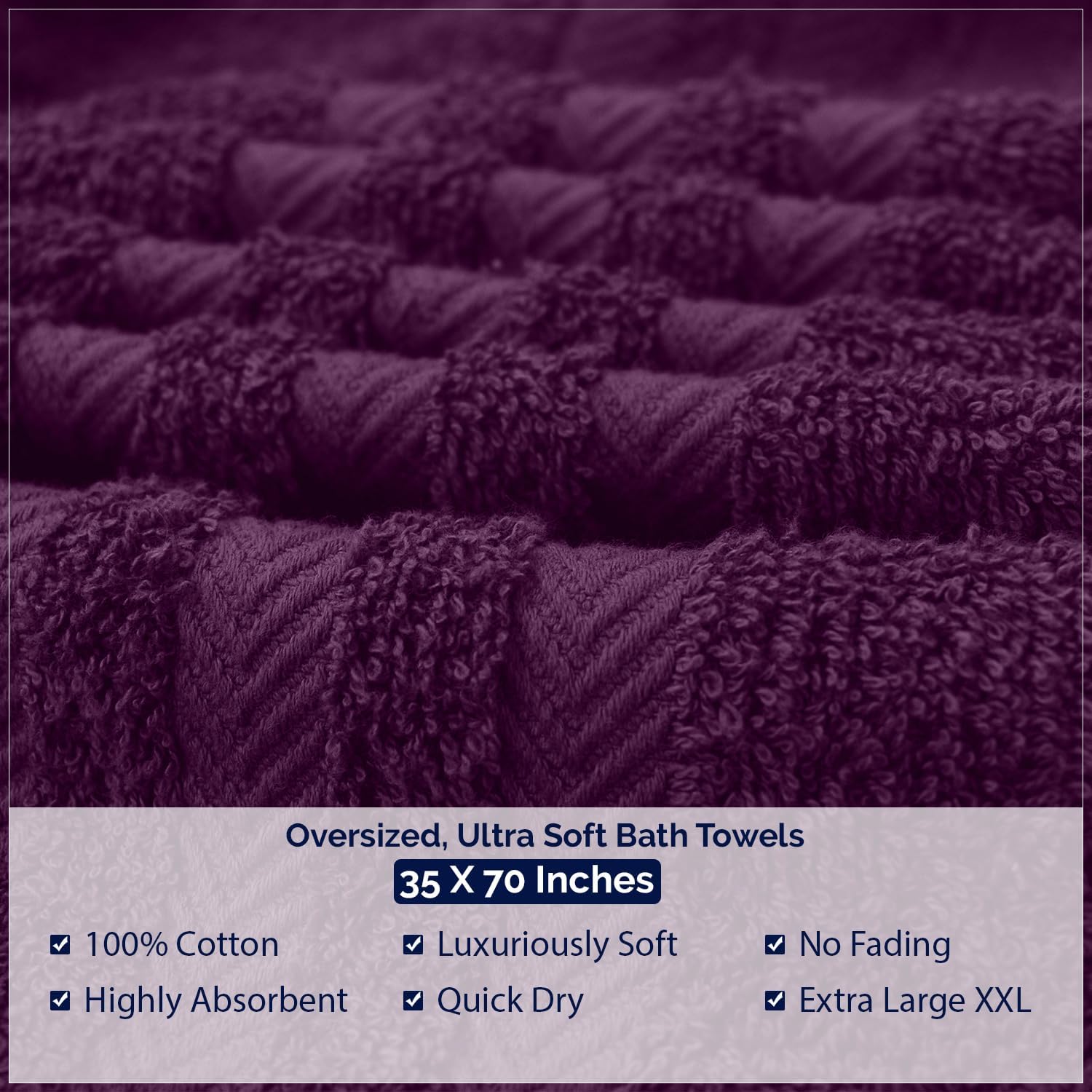 DAN RIVER 2 Pack Luxury Bath Sheets 35x70, 600 GSM, Soft & Quick Dry 100% Ring Spun Cotton Towels Ideal for Hotels, Spas, Gyms & Salons Extra Large, Purple Passion - Image 6