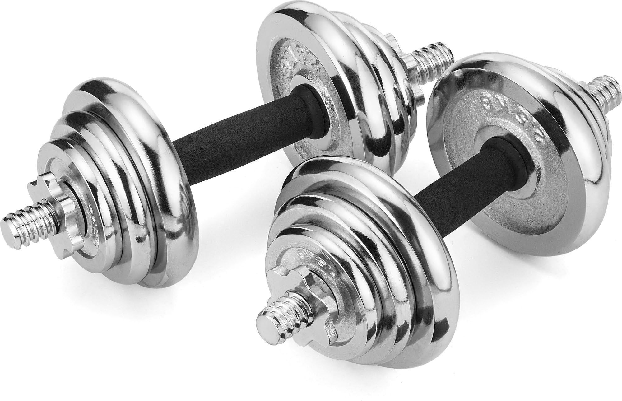 Gusseisen Hantelset mit Sternverschlüsse - 20kg Hantelset - Verchromten Hantelstange, Verstellbare Kurzhantel Set, Gewichte, Gym Zubehör fur Kraftraining und Fitness