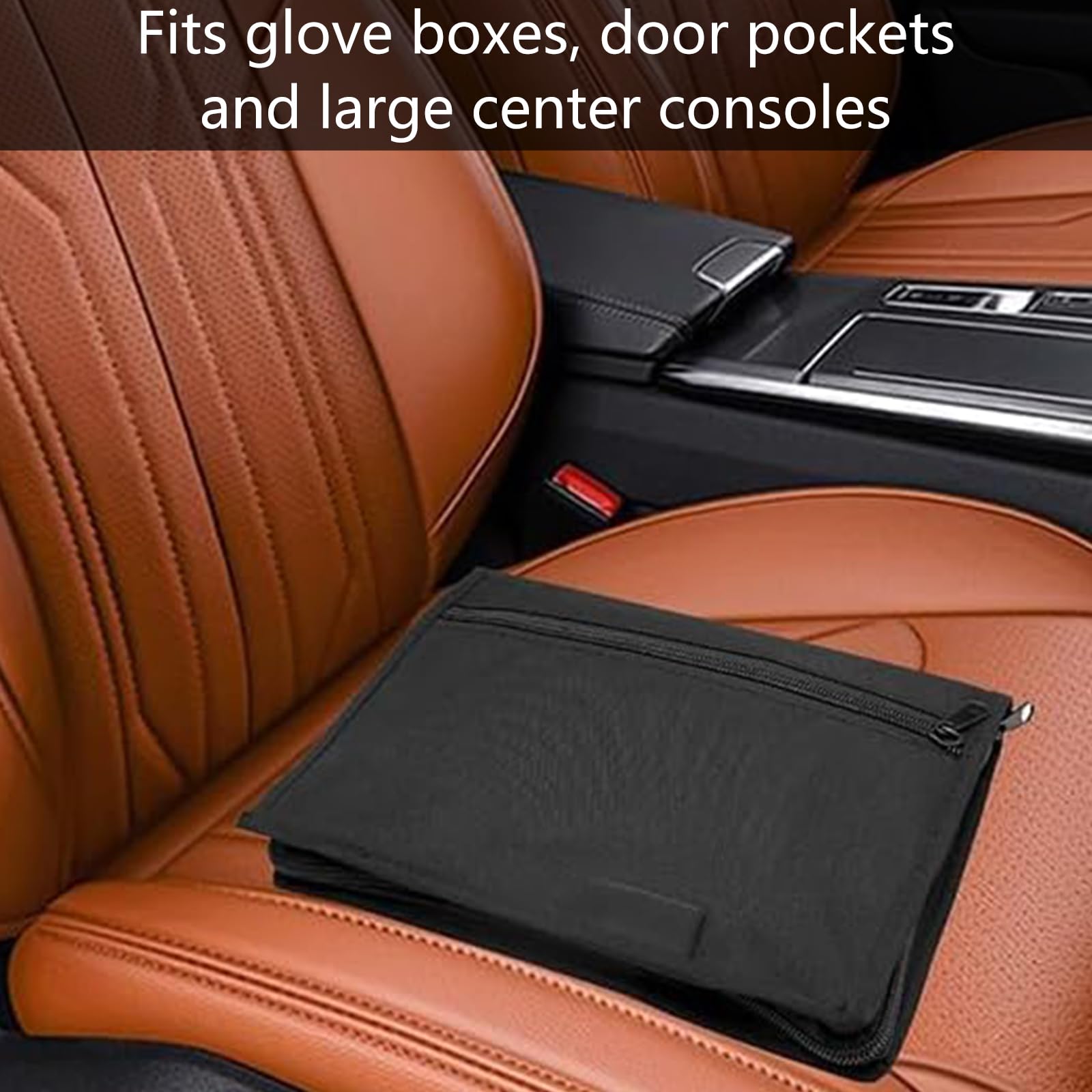 Carpeta de Coche Portadocumentos Coche Organizador de Documentos de Guantera Carpeta Documentación de Vehículos con Compartimento para Tarjeta, Licencia de Conducir (Negro)