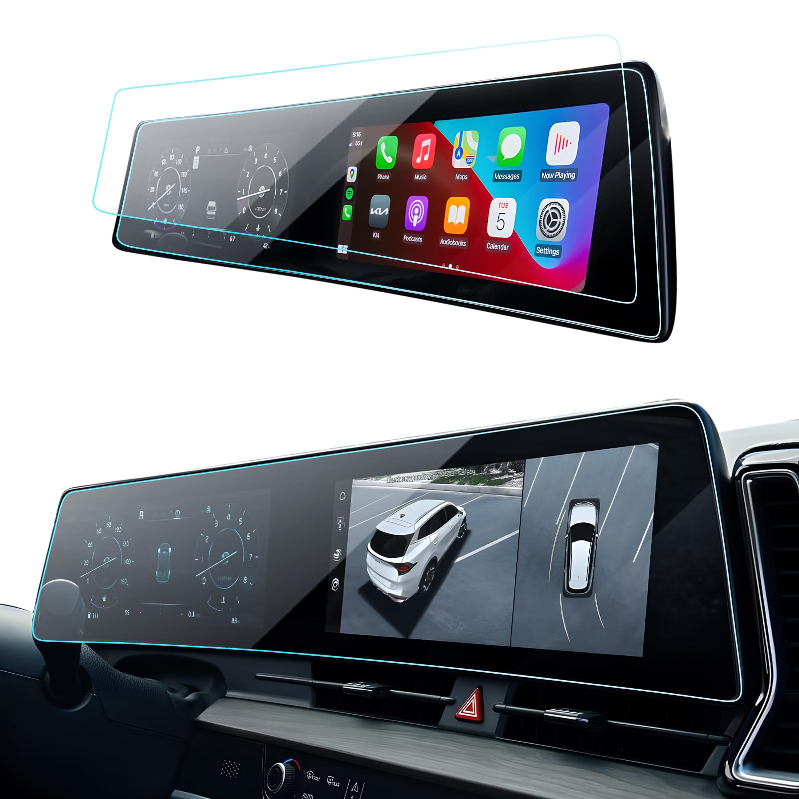 2PCS Car Screen Protector for 2023 2024 2025 Kia Sportage (SX/SX Prestige/Sportage X-Pro/Sportage X-Pro Prestige) Accessories Navigation Nano Touchscreen Protector Film HD Clear 12.3''