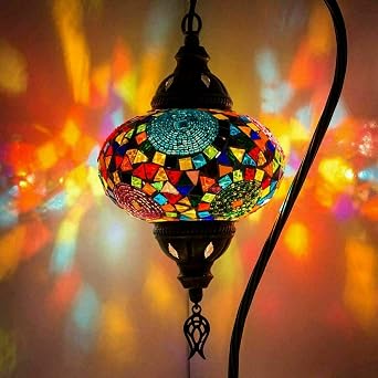 ENVA 20 Variations Turkish Moroccan Mosaic Lamp Light - Turkish Lamp - Handmade Mosaic Swan Neck Table Desk Bedside Lamp- Free LED Bulb 3001