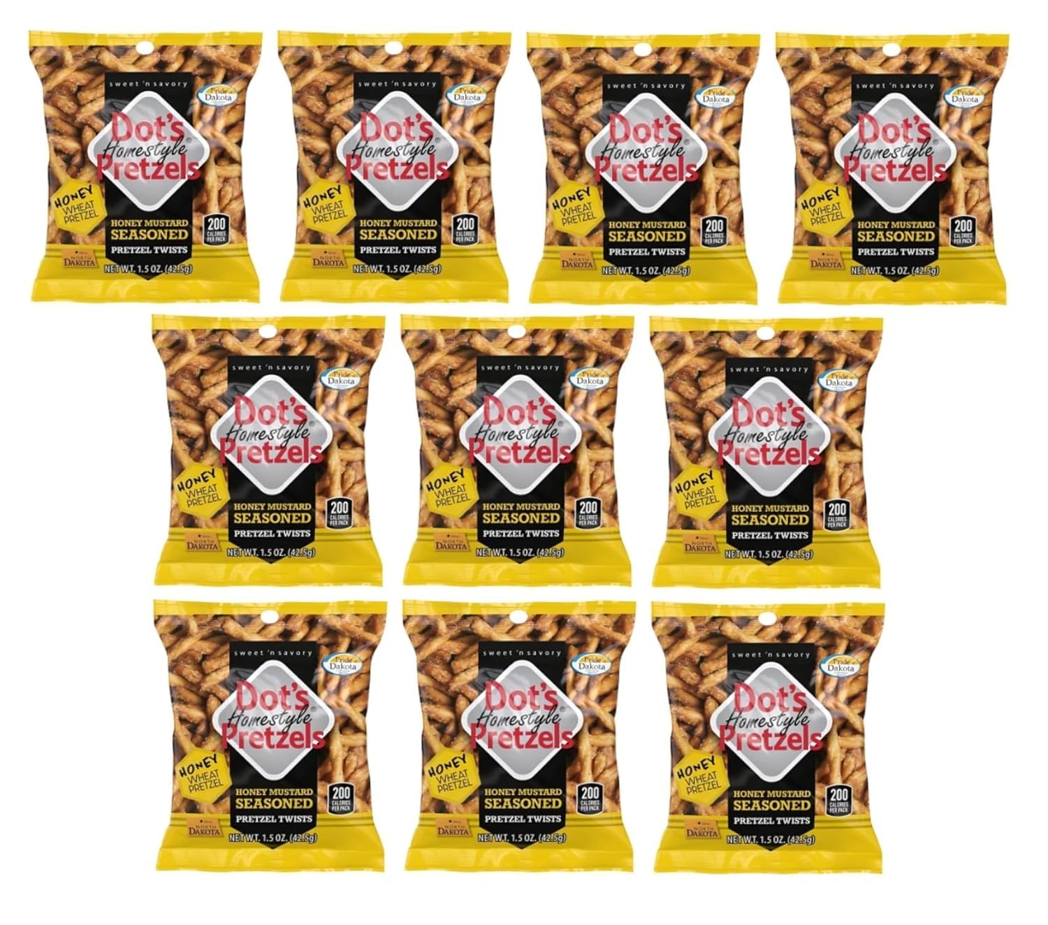 Dot Pretzels Honey Mustard - Pack of 10-1.5 oz Bags - Perfect for Lunches or Stocking the Pantry - Classic Taste Everyone Loves to Eat