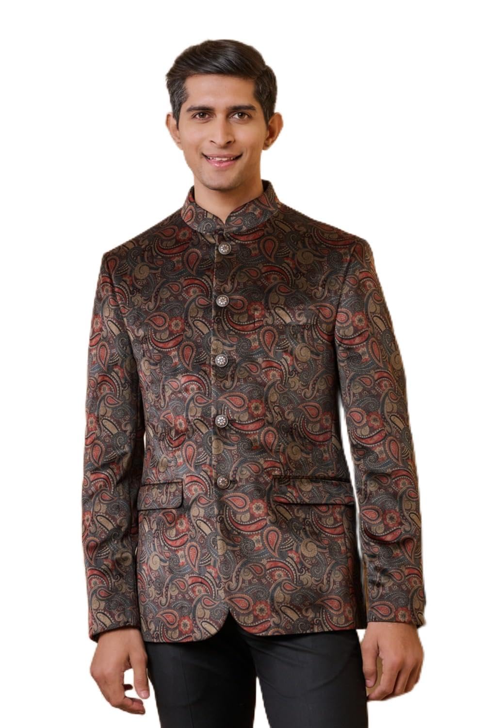 tasva Brown Classic Velvet Bandhgala For Men-picture-34