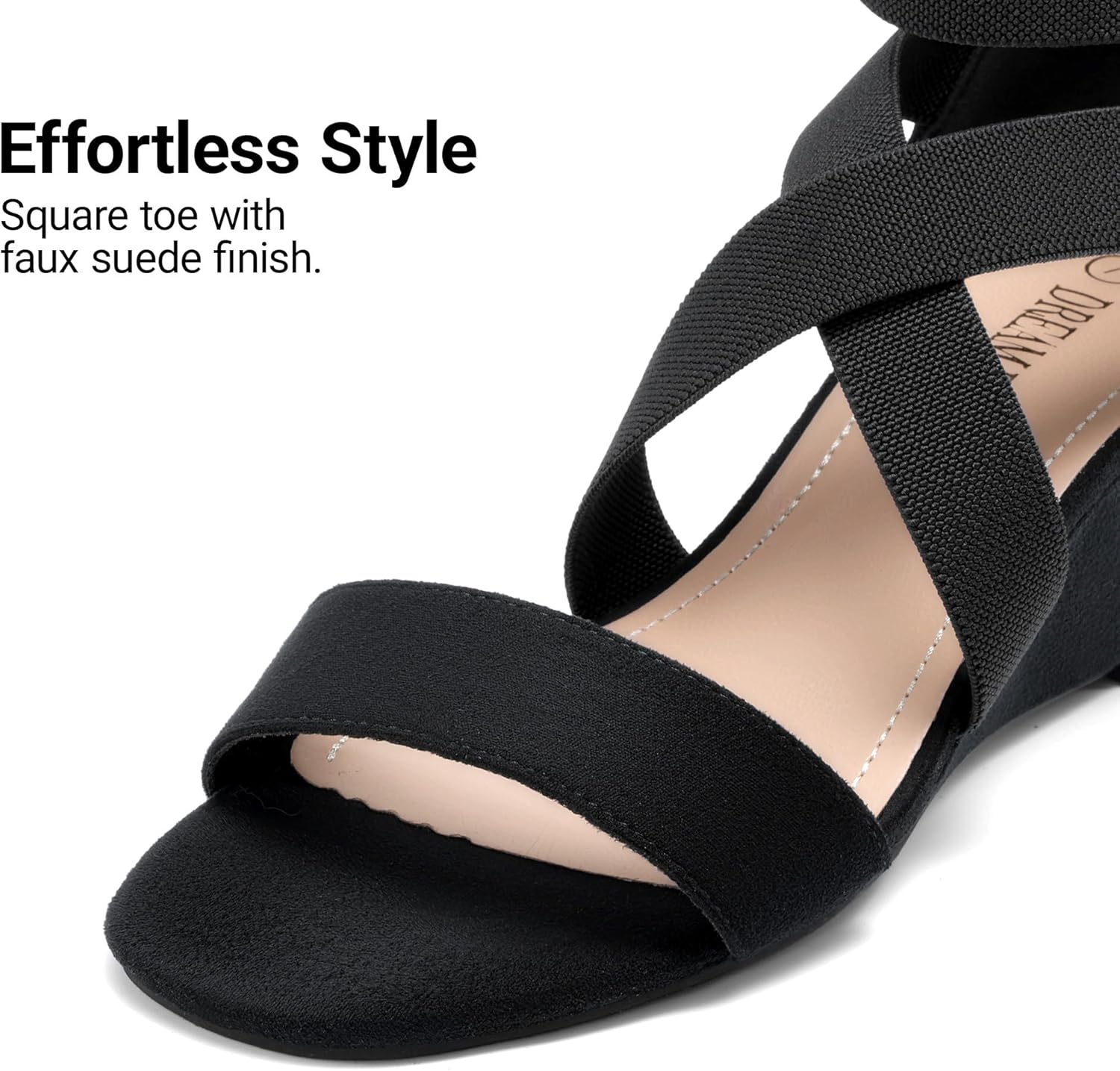 DREAM PAIRS Women's Elastic Ankle Strap Low Wedge Sandals Comfortable Dressy Heels for Summer Formal and Special Occasions