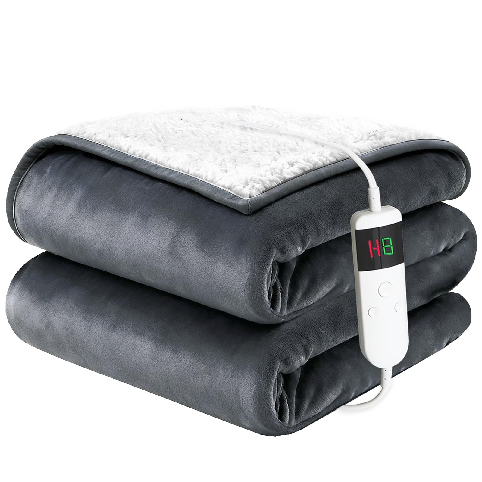 Qieryun Heizdecke Mit Abschaltautomatik, 130x180CM, 10 Heizstufen 8 Stunden Auto-Off-Timer Überhitzungsschutz, Wärme Decke Flanell Maschinenwaschbar, Beheizbare Decke Für Zuhause & Büro
