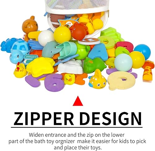 Miniatura 6 de Organizador de juguetes de baño de malla para bebé de gran capacidad, múltiples formas de colgar, almacenamiento de juguetes de baño de apertura