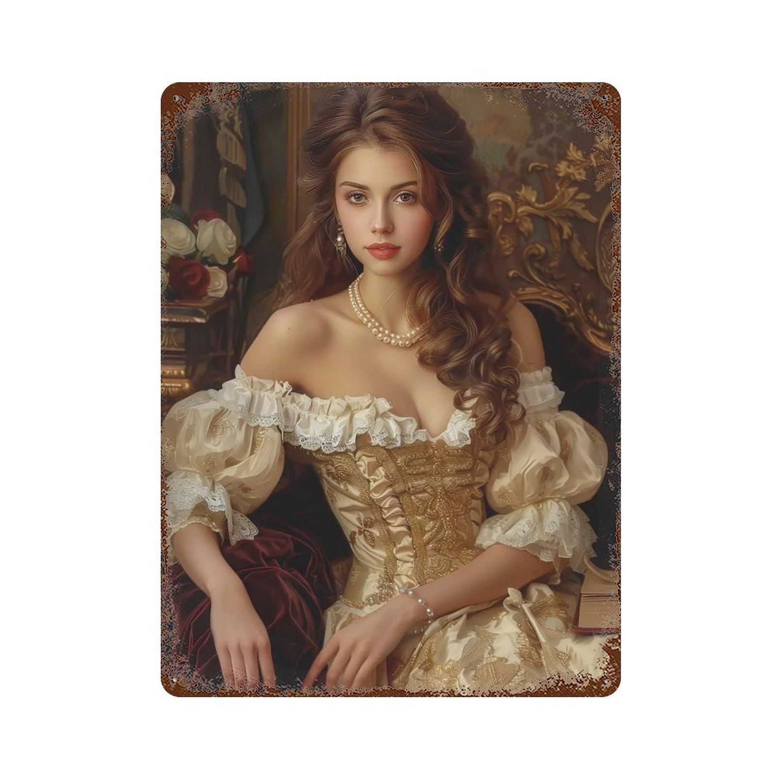 HDURYEYRYY Sepia Classical Palace Portrait 02 Wall Retro Iron Vintage Art Metal Tin Sign Poster Modern Home Cofffee Club Art Bar Shop Decor 40x30cm