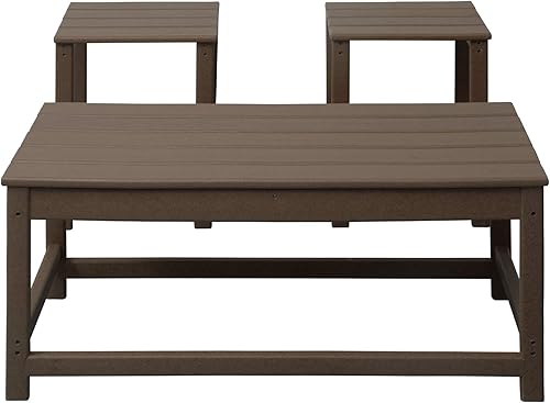 Miniatura 8 de WestinTrends Malibu - Juego de mesa auxiliar y café para exteriores, 3 piezas, para silla Adirondack, color marrón oscuro