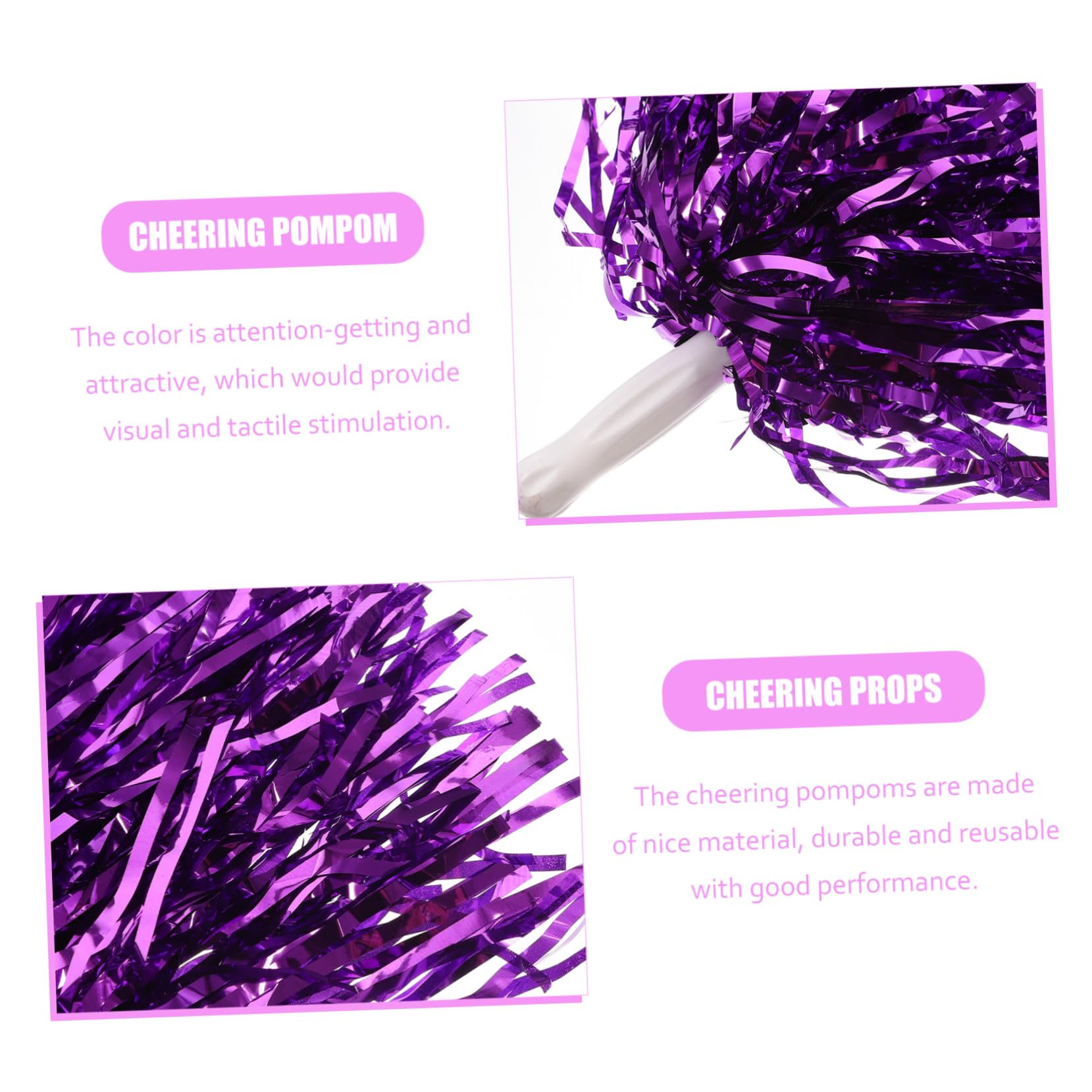 BESPORTBLE 16pièces Pompoms De Cheerleading Métalliques Accessoires De Danse Et Compétitions Sportives Pompons Réutilisables Attrayants pour Événements Sportifs Et Fêtes