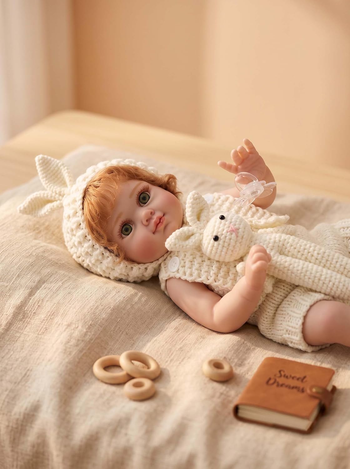 20-Inch Cute Reborn Baby Doll, Big Eyes Realistic Newborn Baby Doll with Hand-Rooted Hair, Full-Body Vinyl Baby Dolls for 3+ Ages, Gifts, Collect image 2