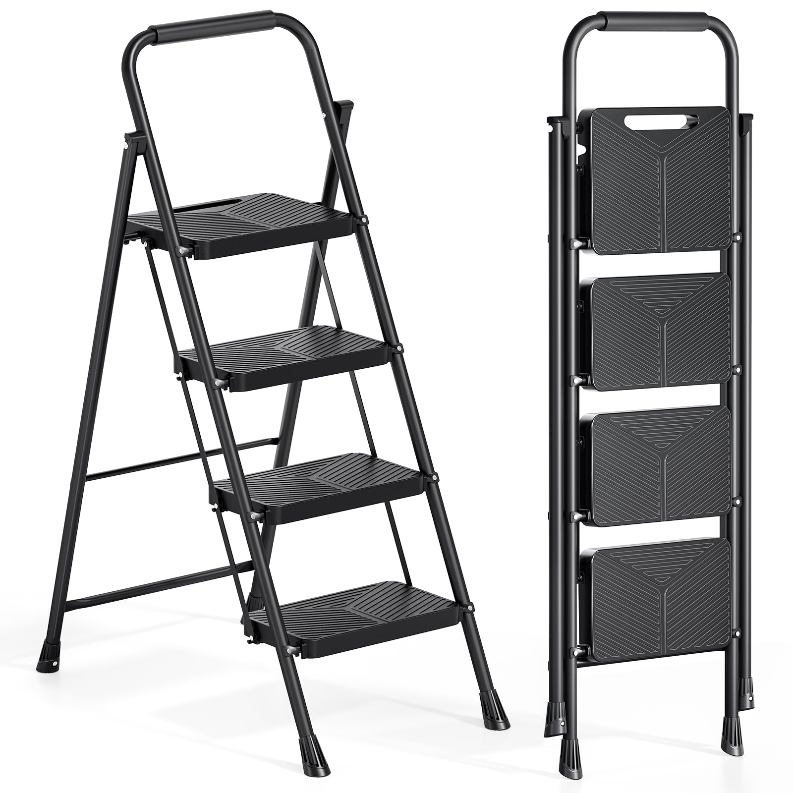 Urackify 4 Step Ladder, Folding Ladder for Adults