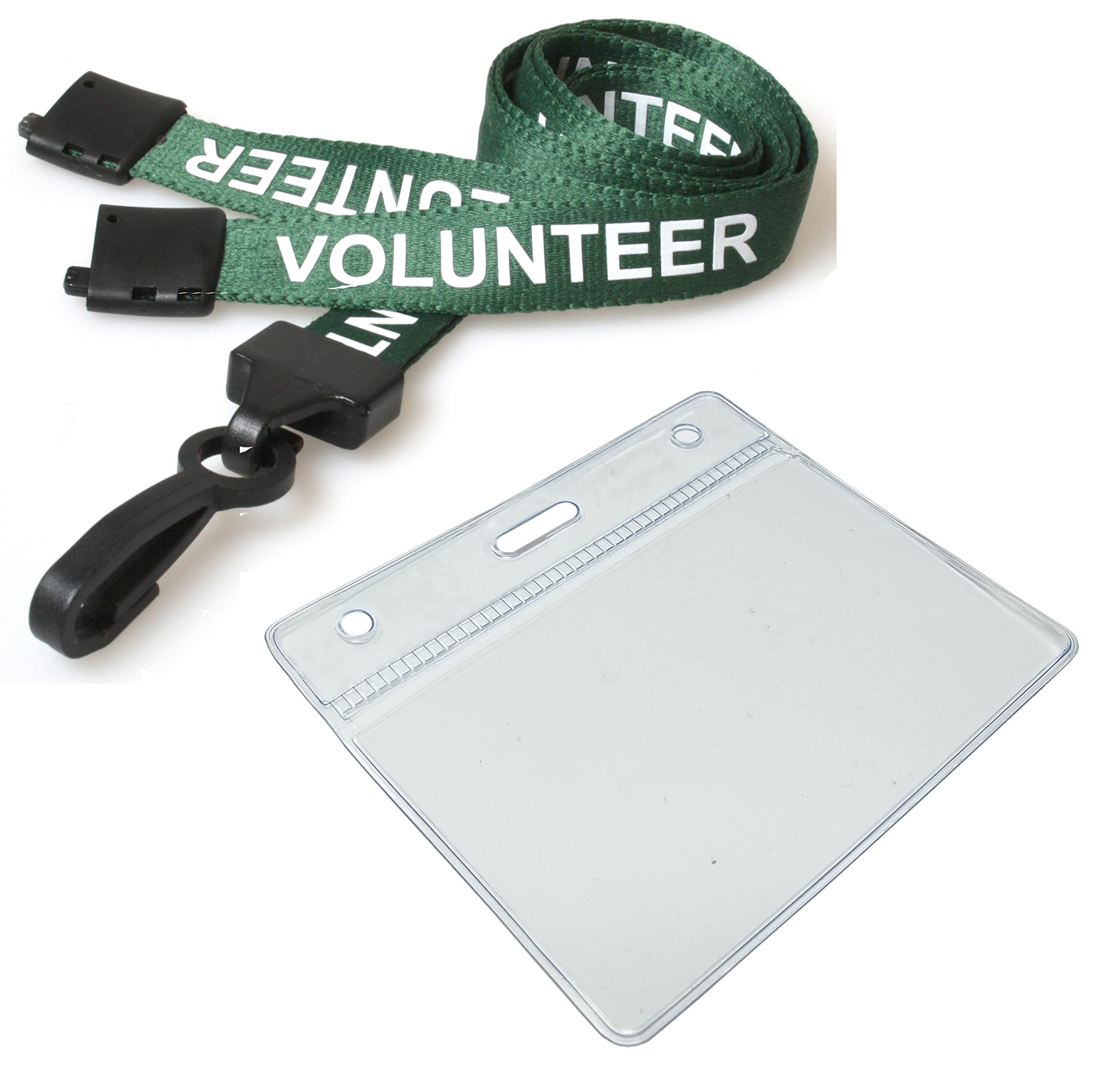 Customcard ltd Volunteer Lanyard Neck Strap Green & ID Pocket Wallet x 10