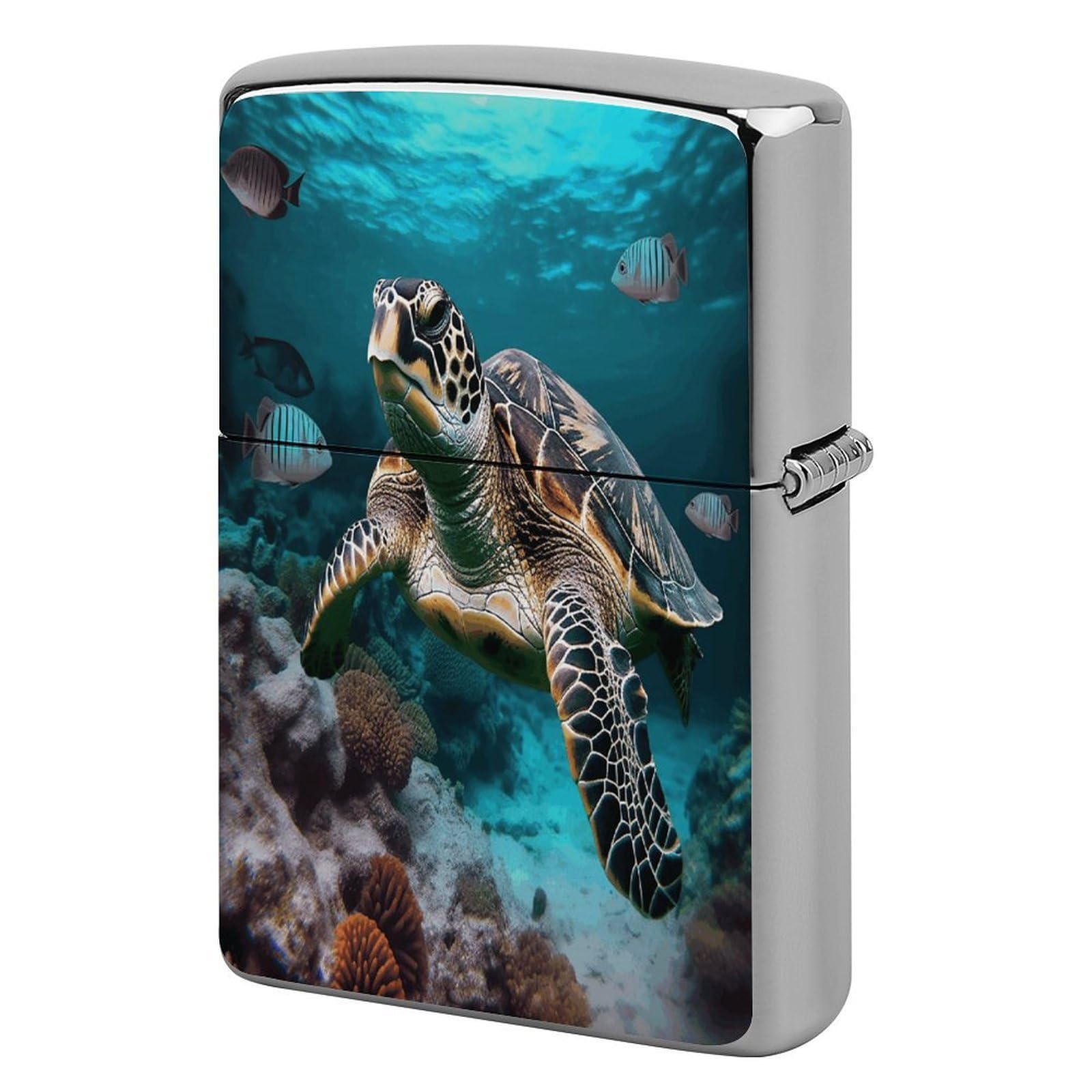 Btcowzrv Style Ocean Animal Turtle Metal Lighter Case Sleeve Cover Holder