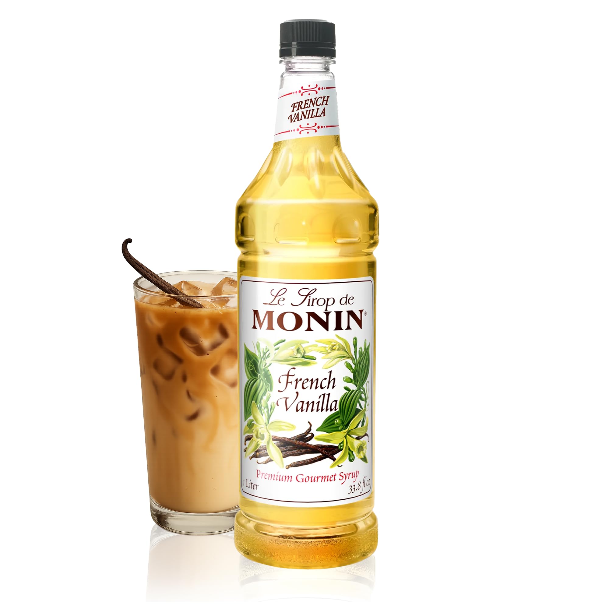 Monin - French Vanilla Syrup, Boxed, Versatile Flavor, Natural Flavors, Great for Coffees, Cocktails, Shakes, and Kids Drinks, Non-GMO, Gluten-Free (1 Liter)