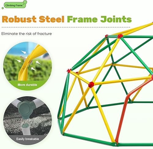 Miniatura 5 de Zupapa Cúpula de escalada de 10 pies, escaladora geométrica para exteriores de 10 pies para niños de 3 a 10 años, soporta 1000 libras, fácil