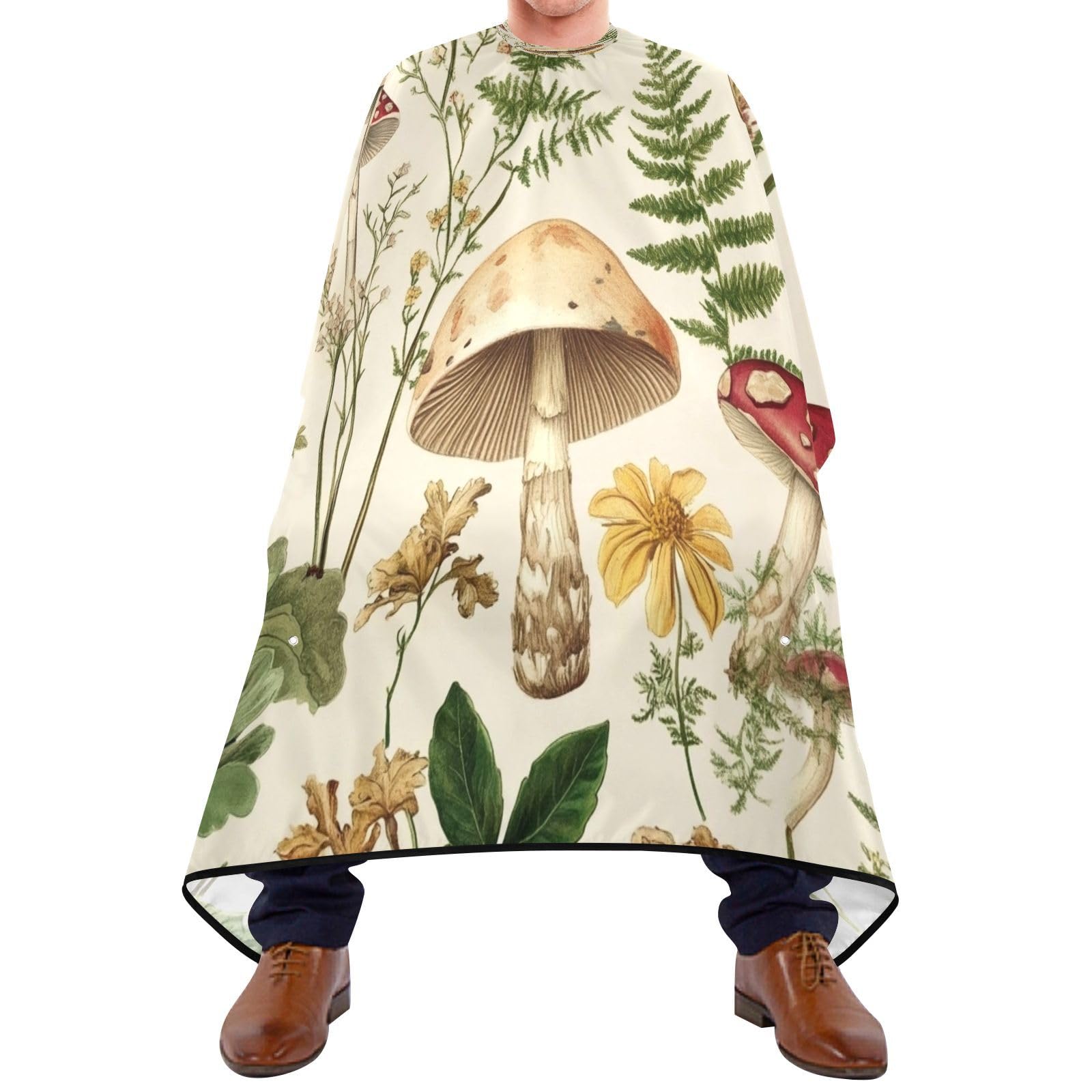Kigai Hair Cutting Cape for Men & Women Bracken Mushroom Waterproof Barber Cape Professional Hairdressing Salon Styling Cape with Adjustable Closure Snap
