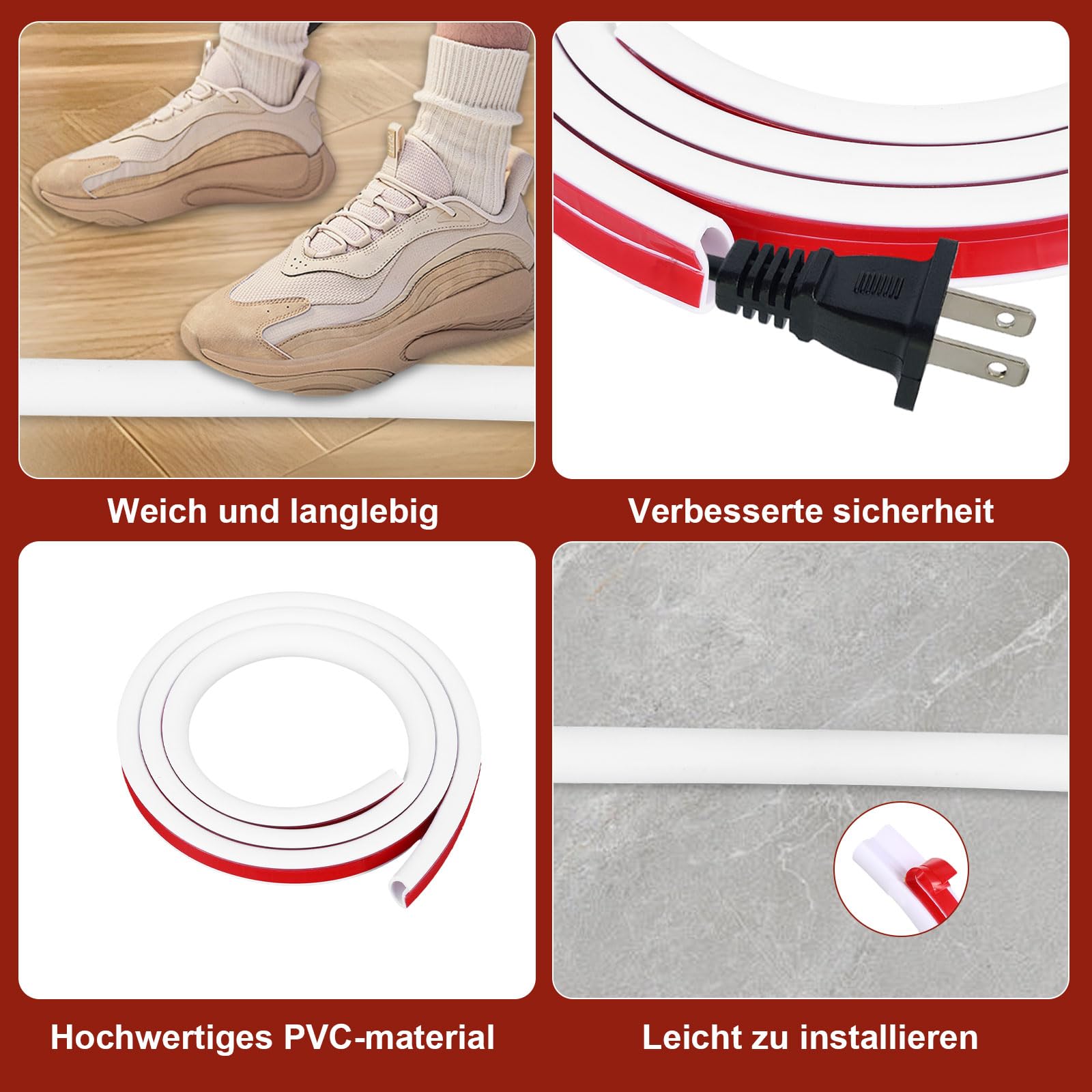Canalina per cavi 3M, autoadesiva, colore bianco, flessibile, per nascondere i cavi, angolo rotondo, canale da parete per casa, ufficio e magazzino