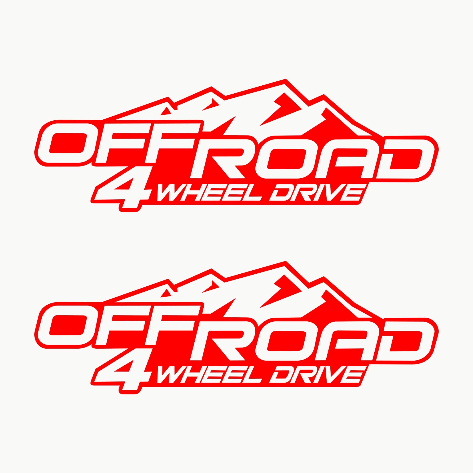 Autodomy 4x4 Off Road SUV 4 Wheel Drive Stickers Pack 2 Units for Car (Red)