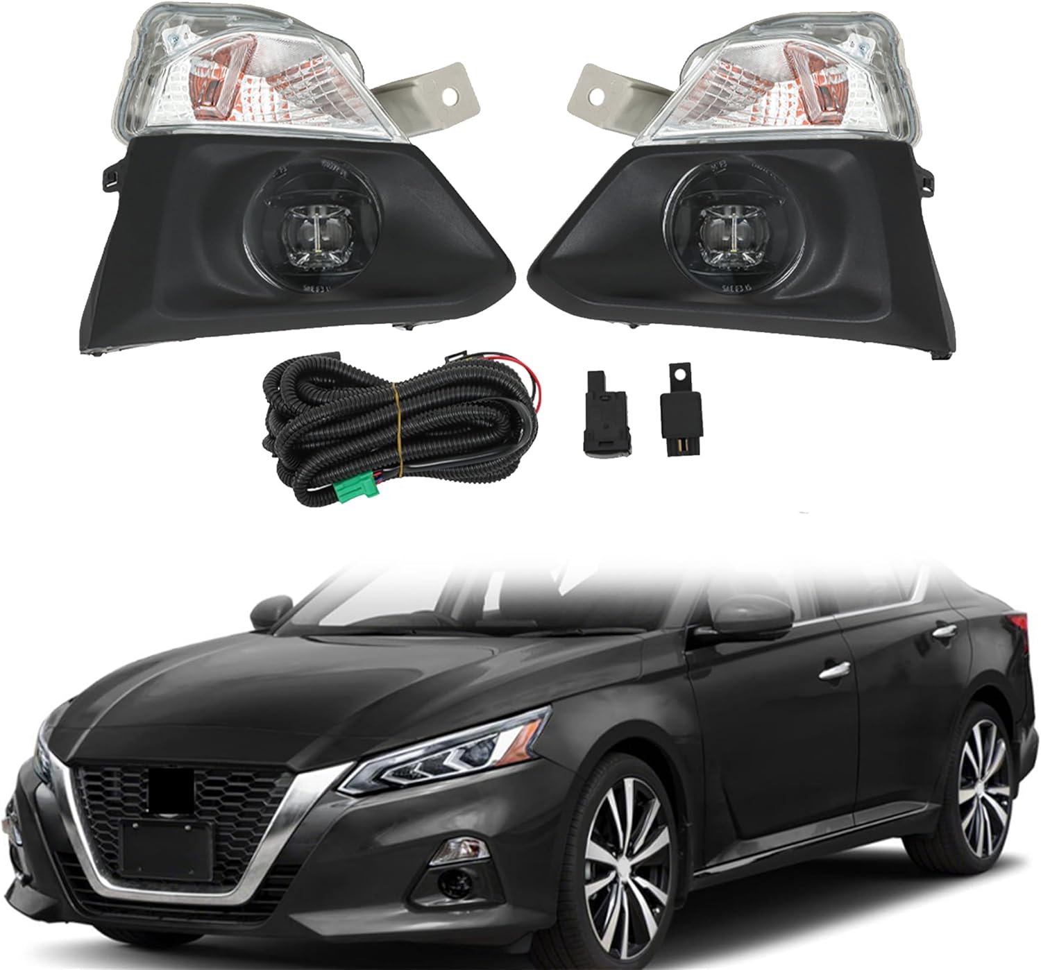 Left and Right Fog Lights Assembly Replacement for Altima 2019-2021 Driver Passenger Side Clear Lens 261306CA0A NI2531121