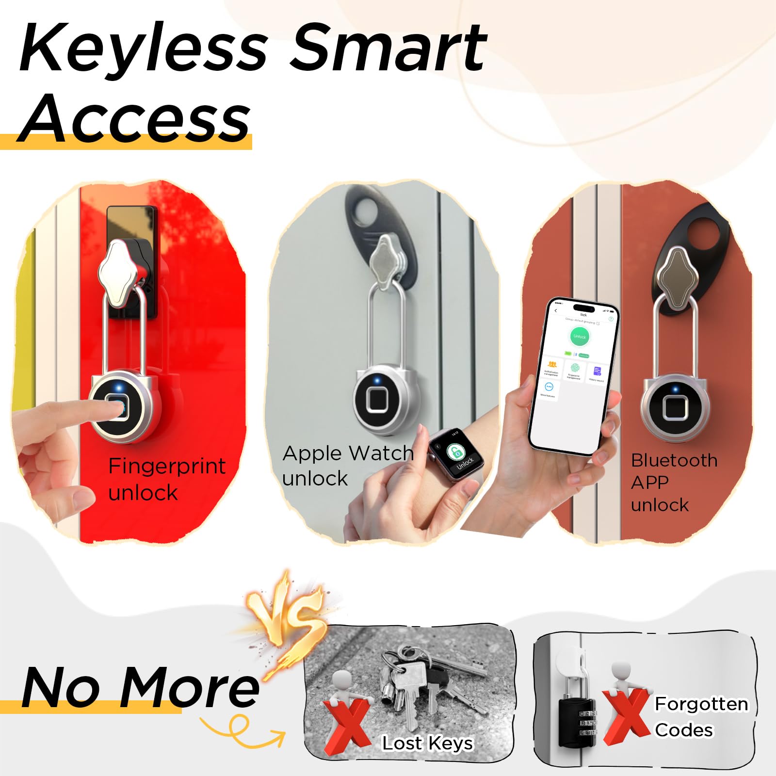 Cadenas à empreintes digitales – Cadenas intelligent biométrique en métal sans clé, étanche rechargeable par USB, casier de gym, bagages, sac à dos, valise