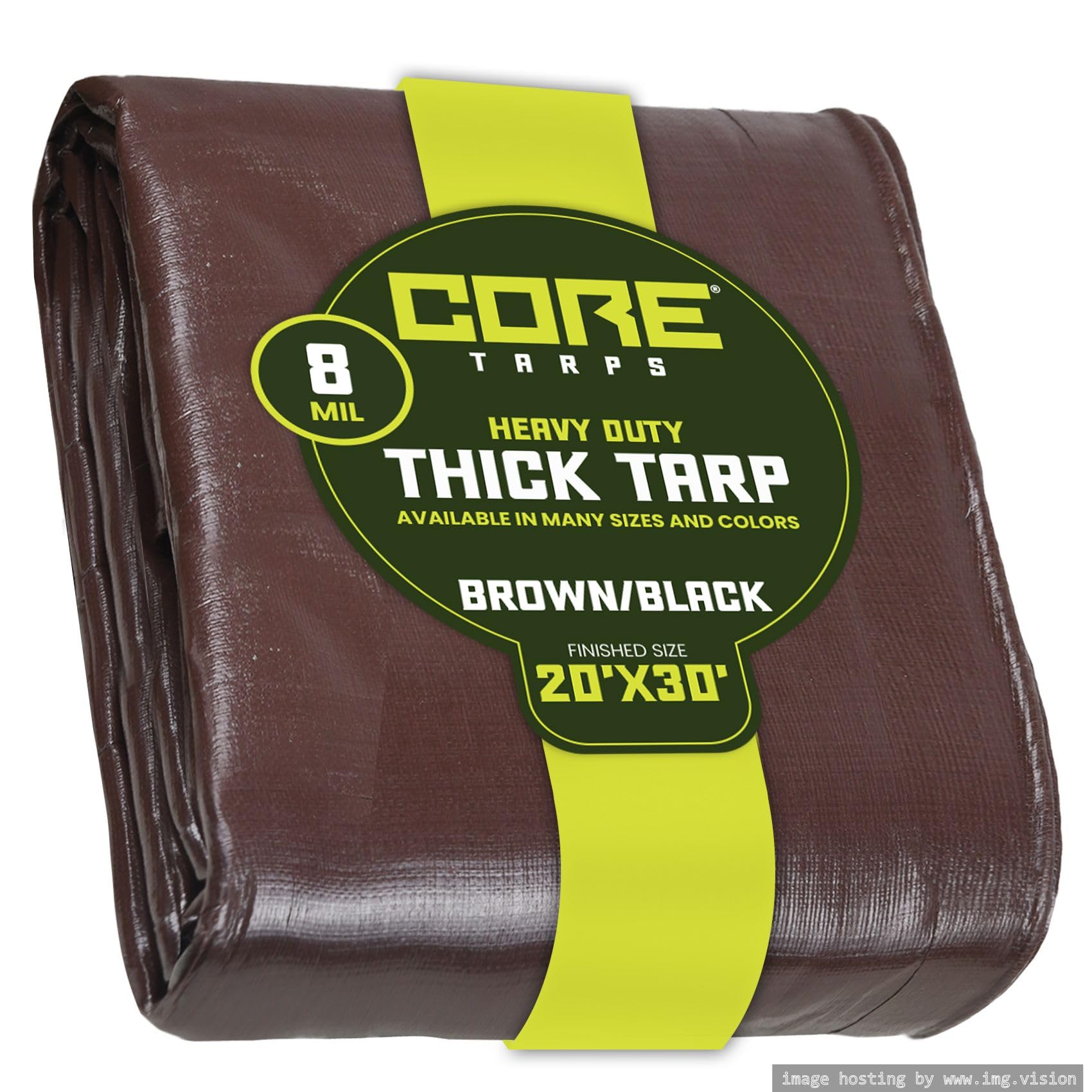 Core Tarps Heavy Duty 8 Mil Tarp Cover, Waterproof, UV Resistant, Rip and Tear Proof, Poly Tarpaulin with Reinforced Edges for Roof, Patio, Pool, Boat