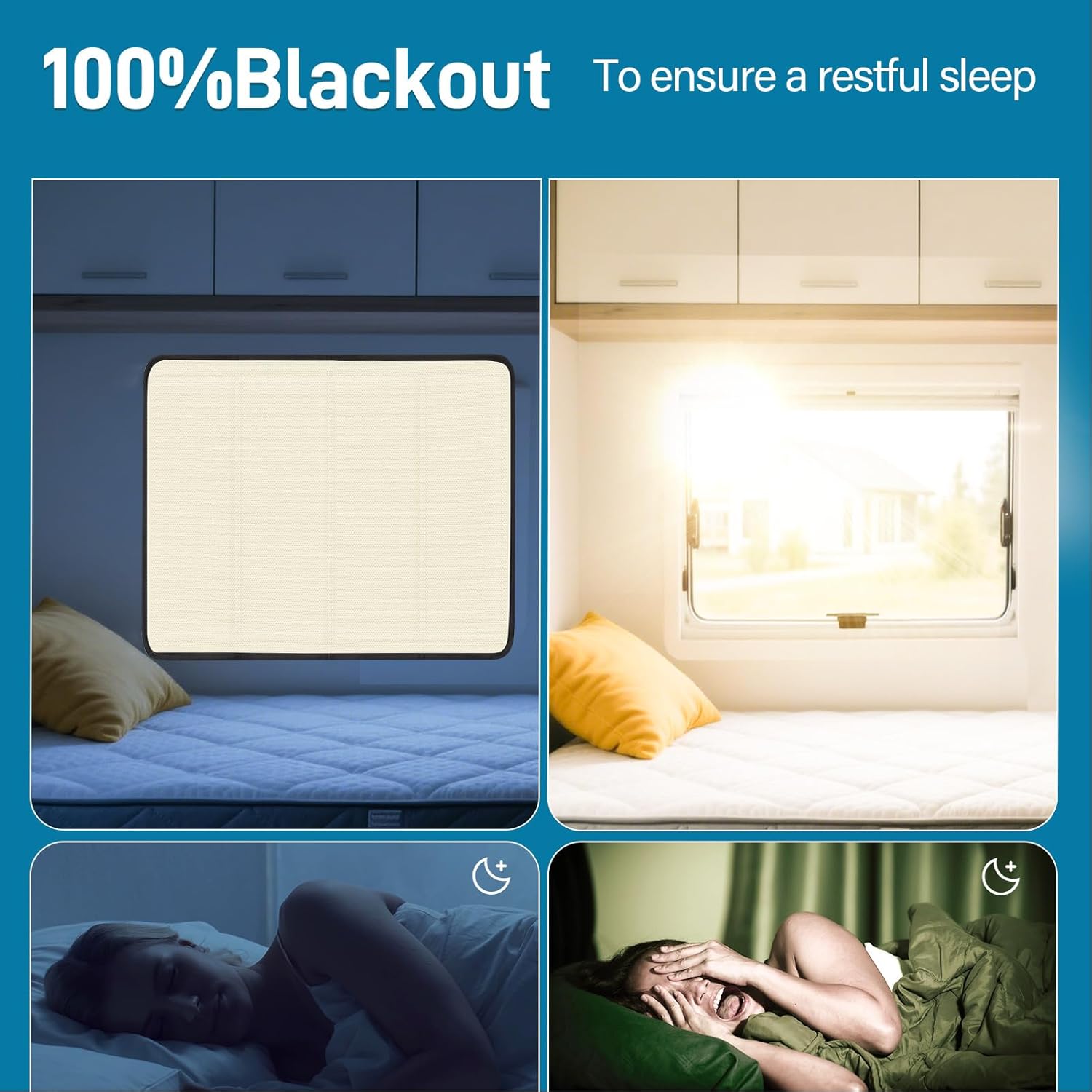 SUNICO 31" X 27" RV Door Window Shade Cover, Magnetic 100% Blackout Foldable RV Window Shades for Campers with Anti-UV Aluminum Foil Reflective & Cotton Insulation & Thicked Waterproof Fabric