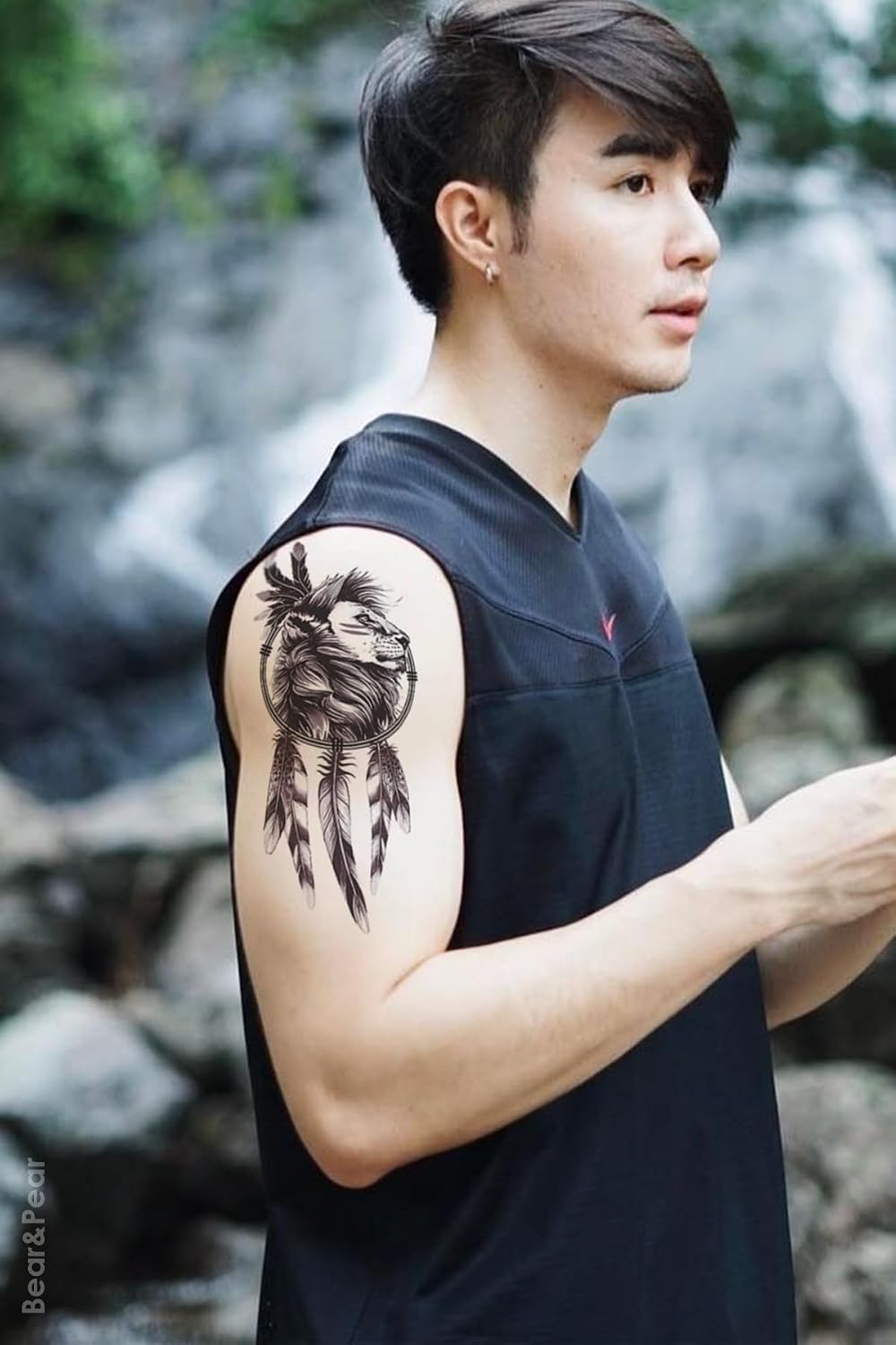 BearPear Düşkapanı Dövme, Aslan Dövmesi, Geçici Dövme, Üniseks Tattoo, Vücut Dövmesi