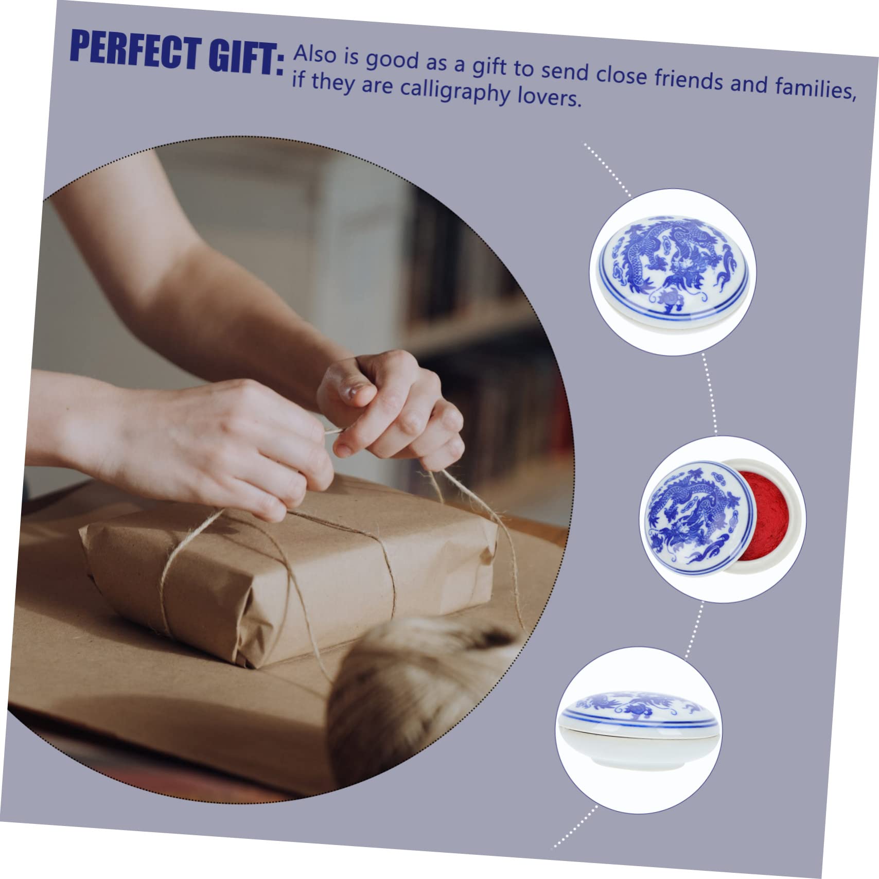 OSALADI 3 Stck. Keramisches Stempelkissen für Kalligraphie Anfänger Tintenpaste Box mit Deckel DIY Chinesisches Stempelkissen für Versiegeln und Malerei Retro Design