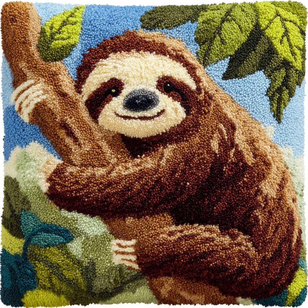 Henypt DIY Latch Hook Cushion Kits Sloth
