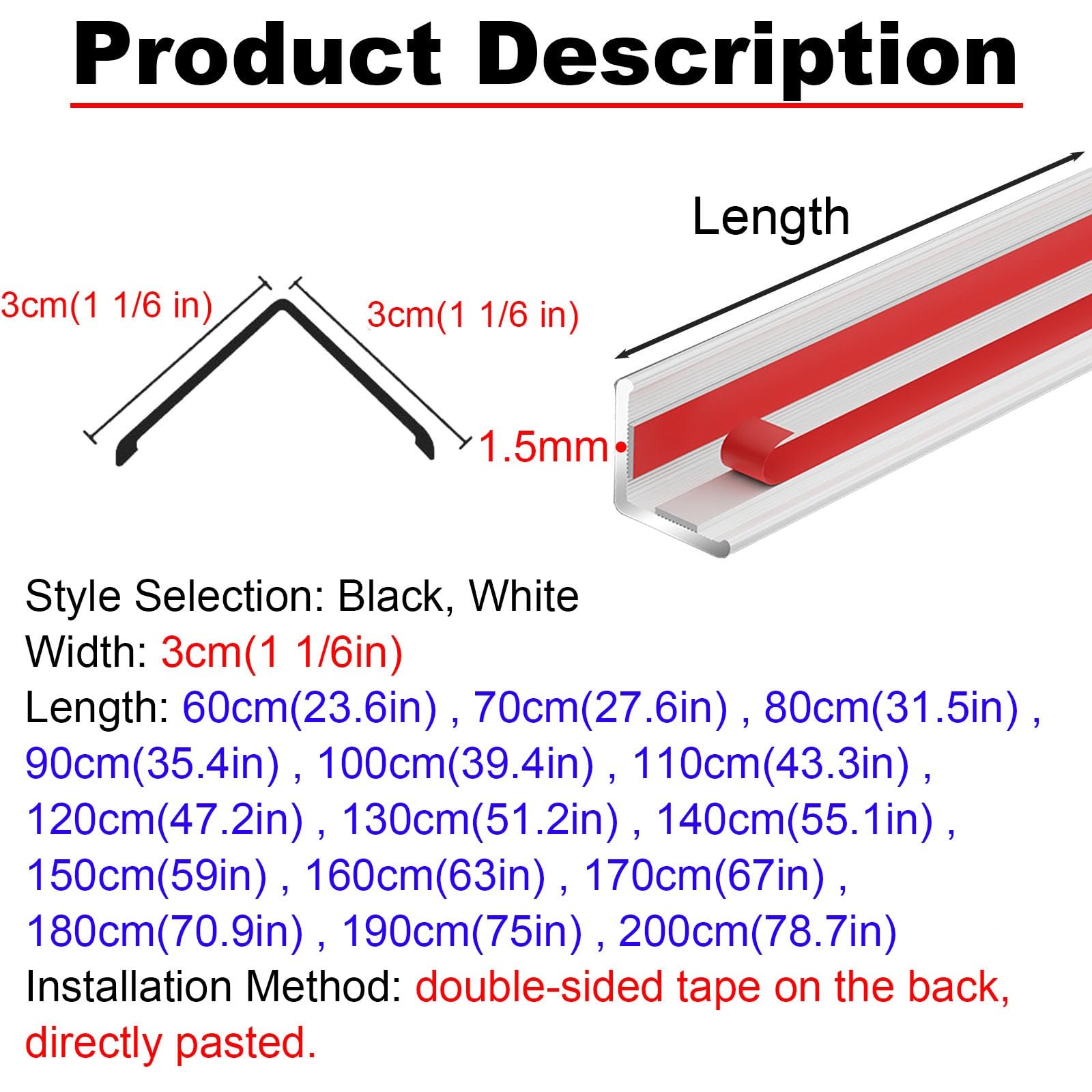 protectesquinas pared & cantoneras Protectores De Esquinas De 100, 120, 140, 160, 180 Y 200 CM De Largo, Protectores De Esquinas Adhesivos Y Protectores De Bordes Para Paredes(Silver,170cm(66 8/9 in))