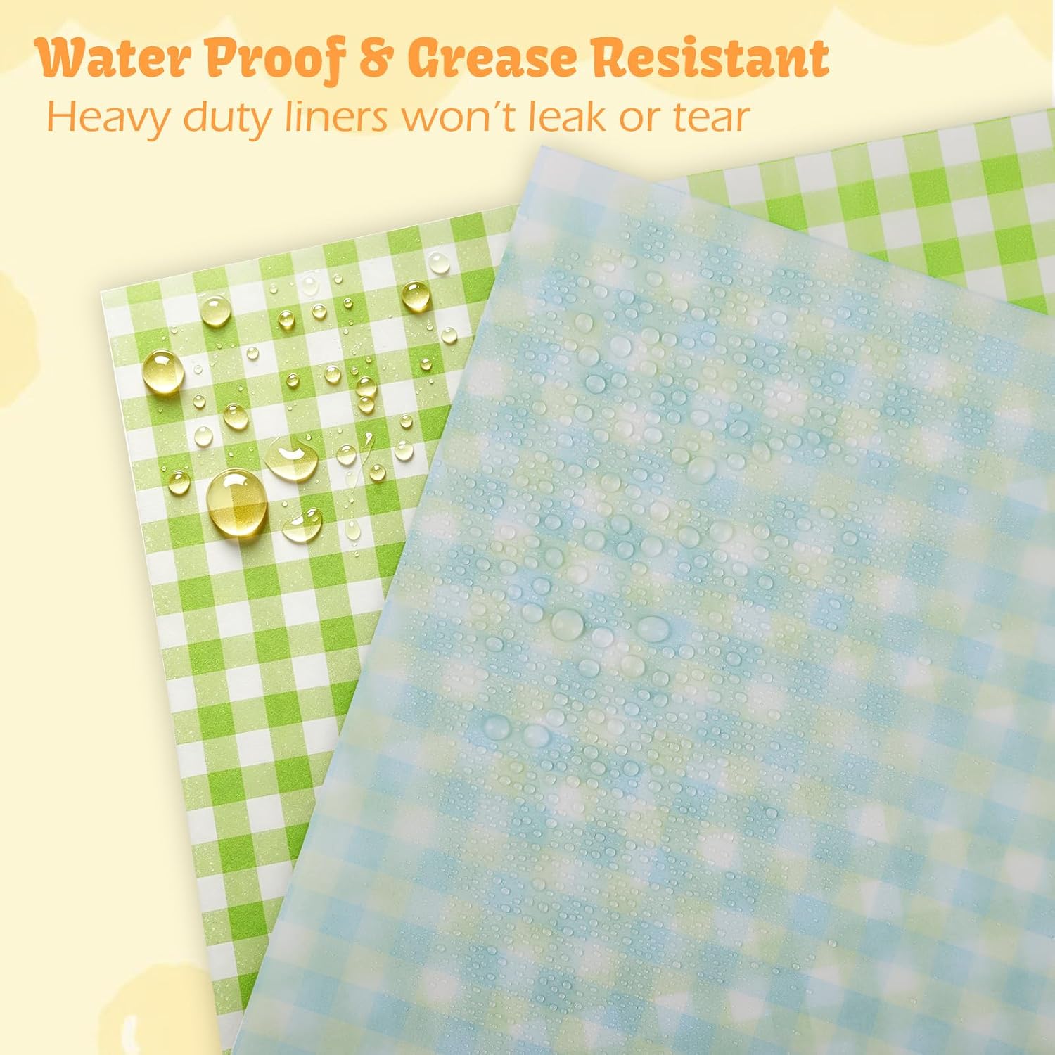 100pcs Deli Paper Sheets 7x7", Checkered Sandwich Paper Wraps, Grease Proof Food Basket Liners, Classic Checkered Sandwich Wrapping Paper for Party, Festival and Outdoors - Blue+Green