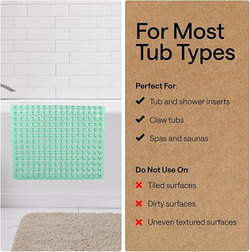 Vista 6 de GORILLA GRIP - Alfombrilla patentada para bañera y ducha, tapete lavable para el piso de la bañera, ventosas y orificios de drenaje para mantener