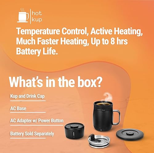 Miniatura 8 de Taza de café calentada de 14 oz con control de temperatura inteligente taza negra