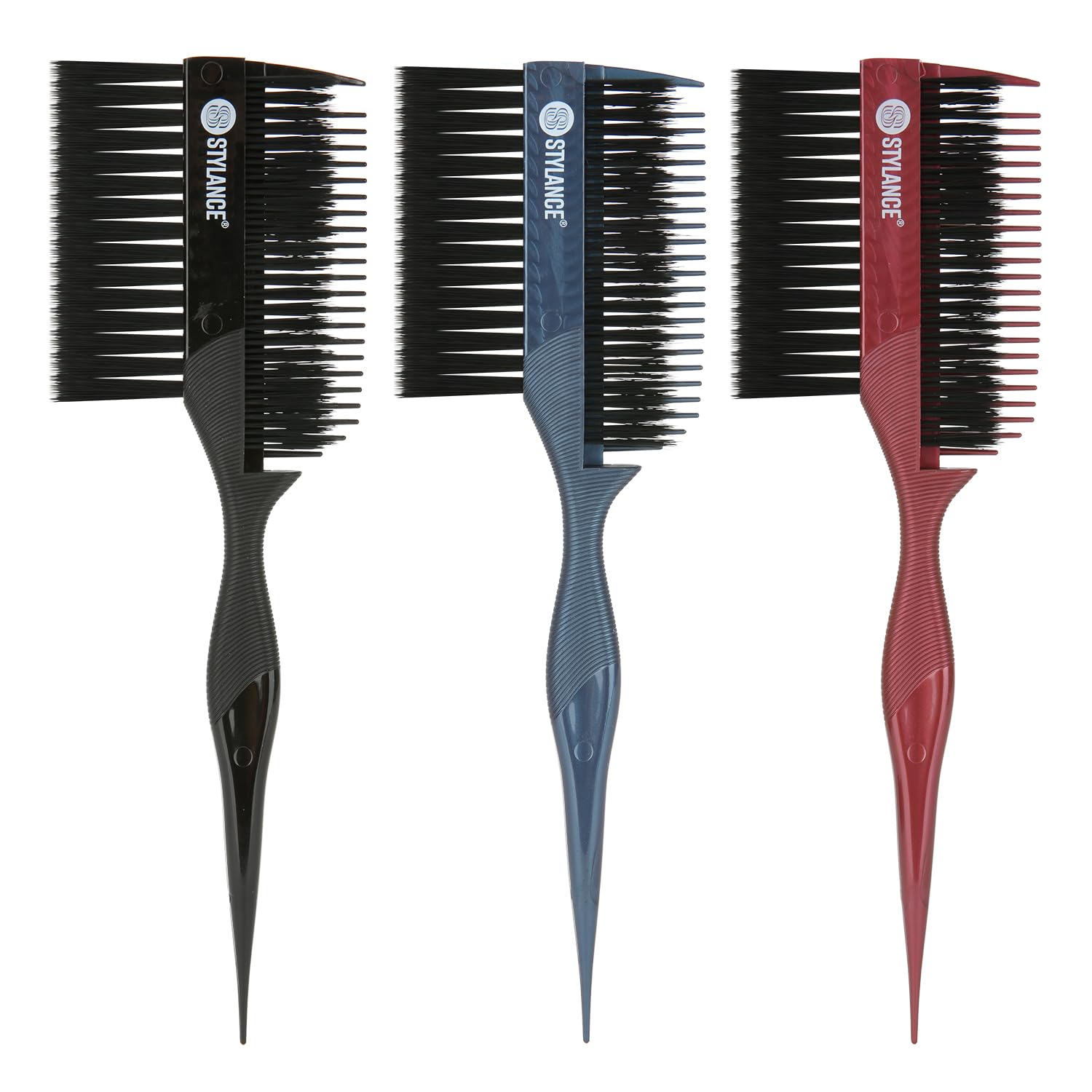 Professional 3 Pieces Hair Dye Brush Comb Set – Dual-Sided Hair Coloring Applicator for Salon Stylists – Tint Brush & Comb for Balayage, Highlights, and Root Touch-Up (Multicolor)