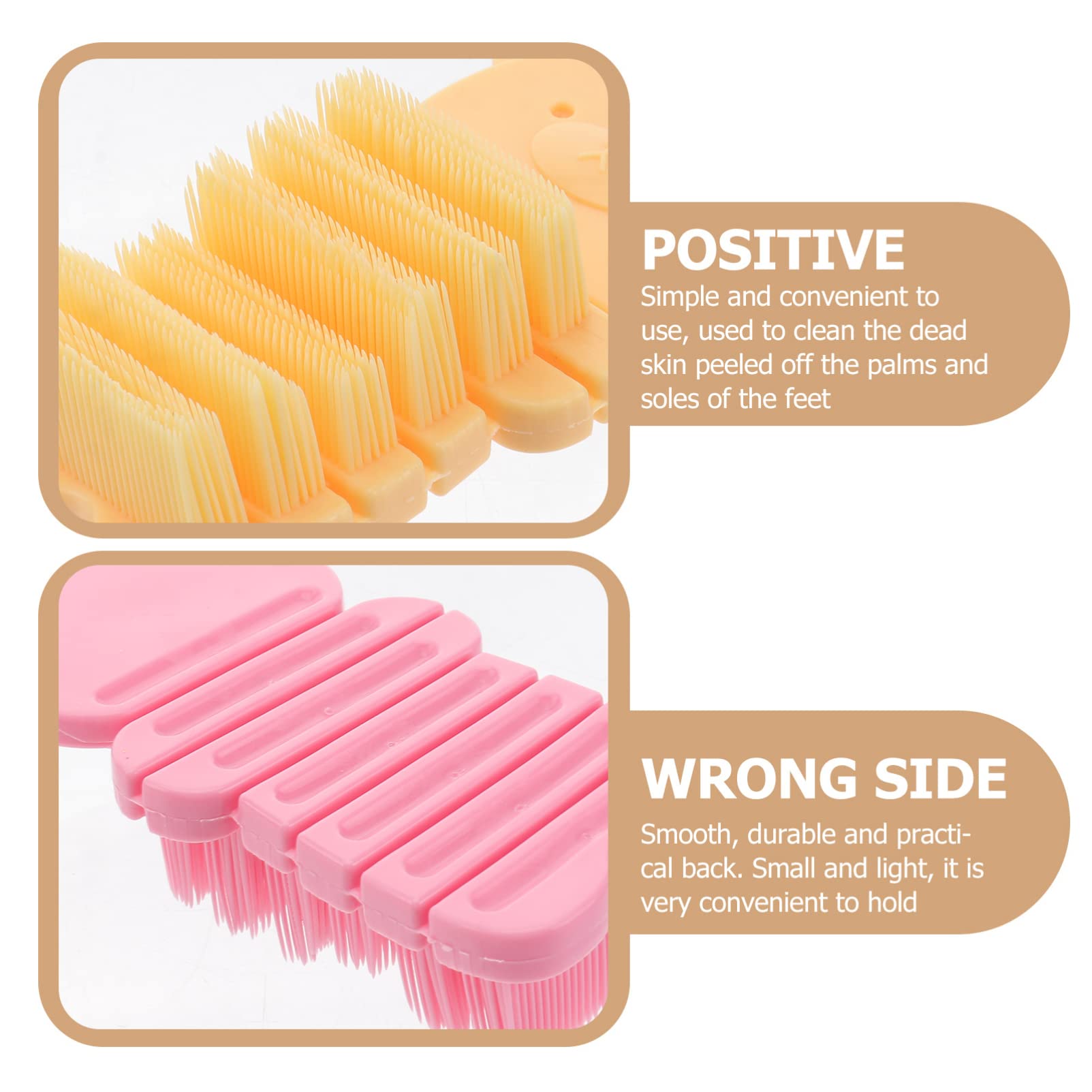 FRCOLOR 6pezzi Per Unghie e Mani Spazzole Per Rimozione e e Colori Giallo e Rosa