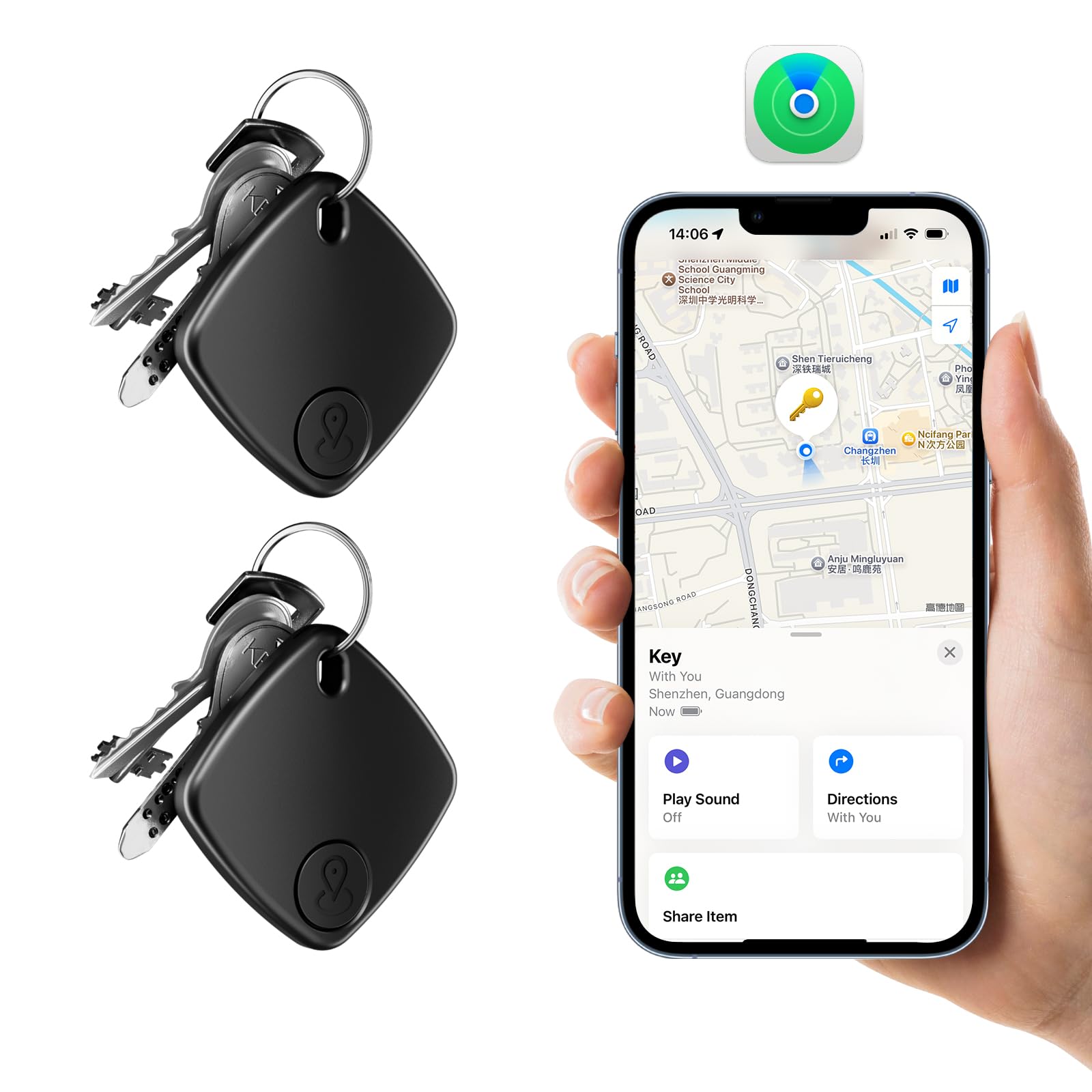 Smart Bluetooth Tracker 2-Pack – Key Finder & Luggage Locator, Compatible with iOS Devices, Anti-Lost Item Tracker for Keys, Wallet, Backpack & Travel Bags (Black)-picture-47