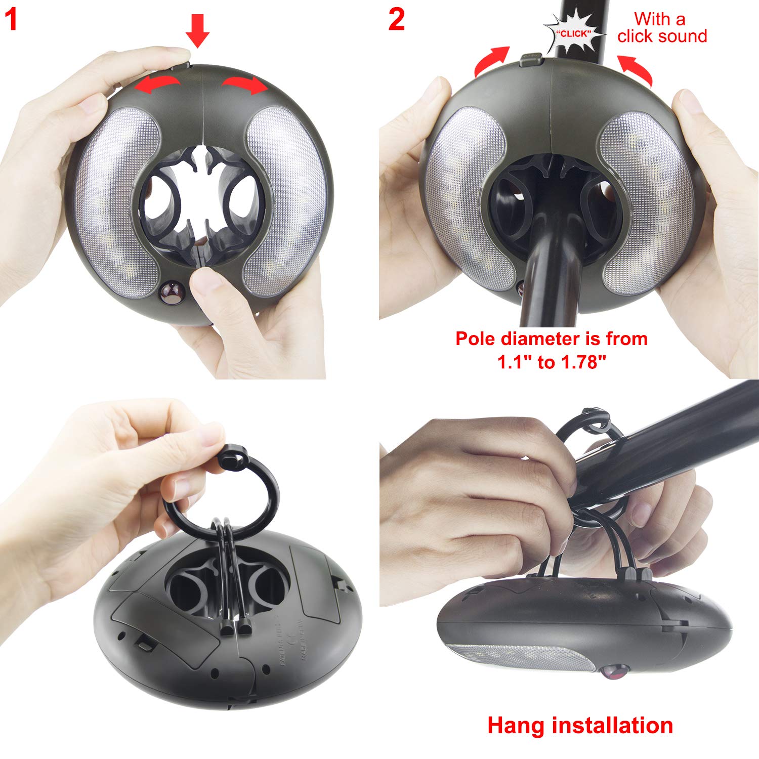 HONWELL Illuminazione a LED per esterni, per ombrellone, con telecomando RF, da campeggio, senza fili, per ombrellone da tavolo, giardino