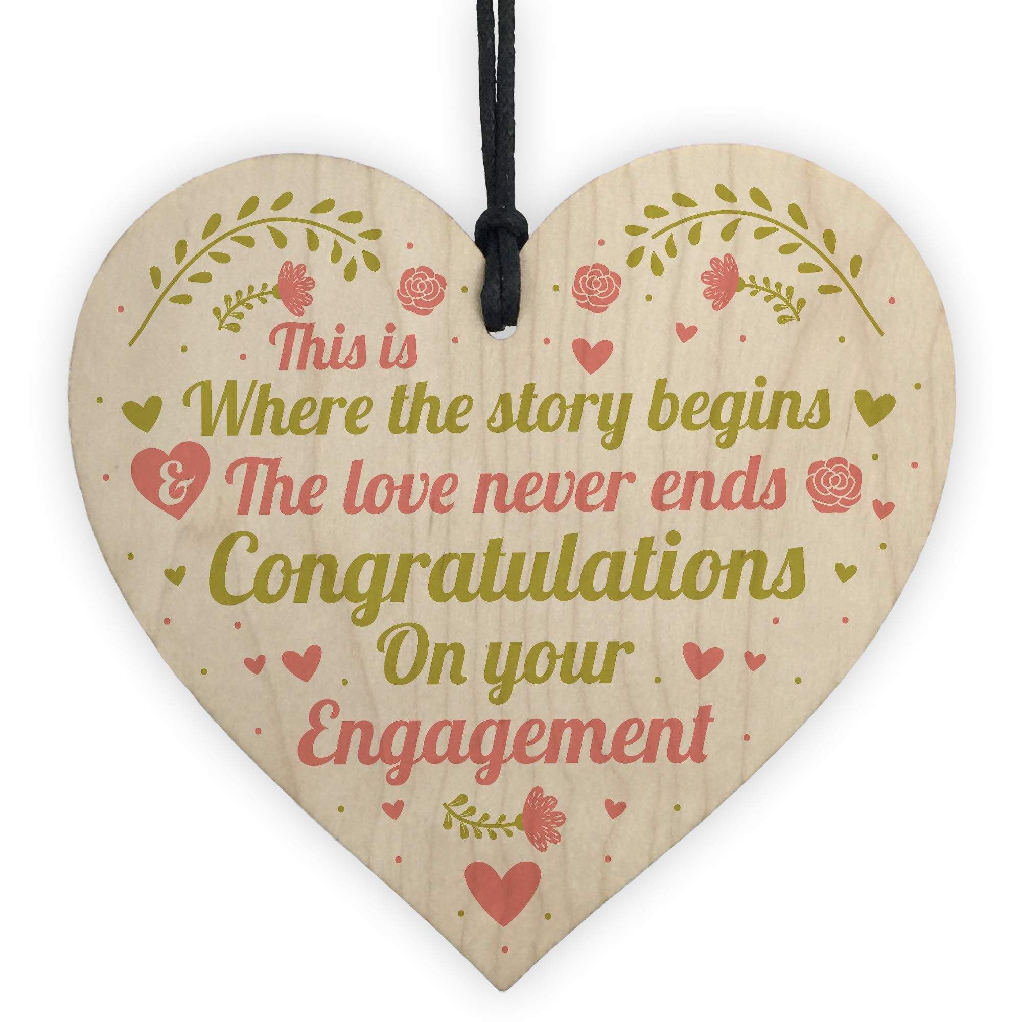 Red Ocean Congratulations On Your Engagement Mr & Mrs Wedding Gift Handmade Wooden Heart Plaque Couple Gifts