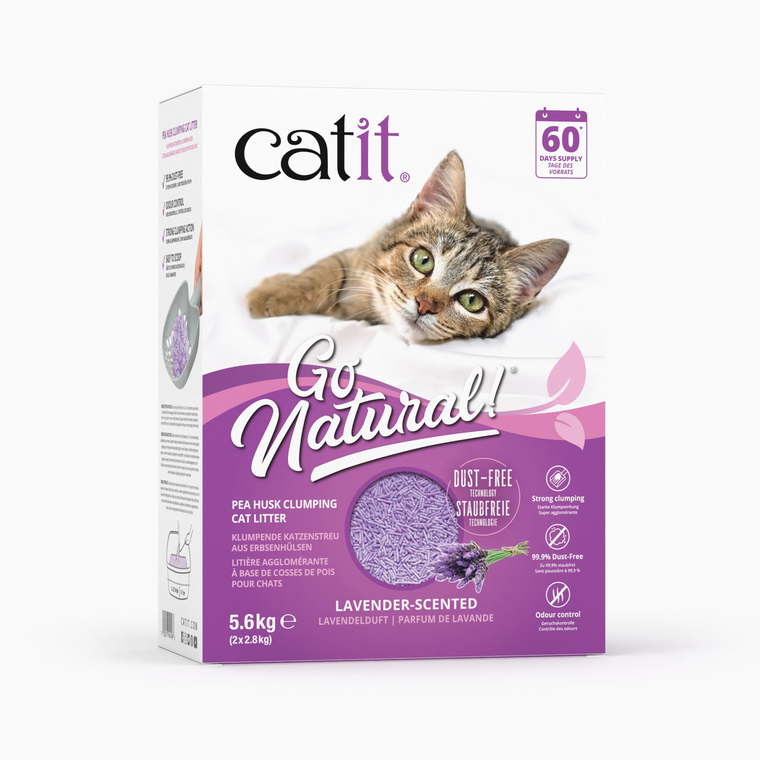 Catit Go Arena aglomerante para Gatos con Aroma a Lavanda 2 x 2,8 kg (5,6 kg)