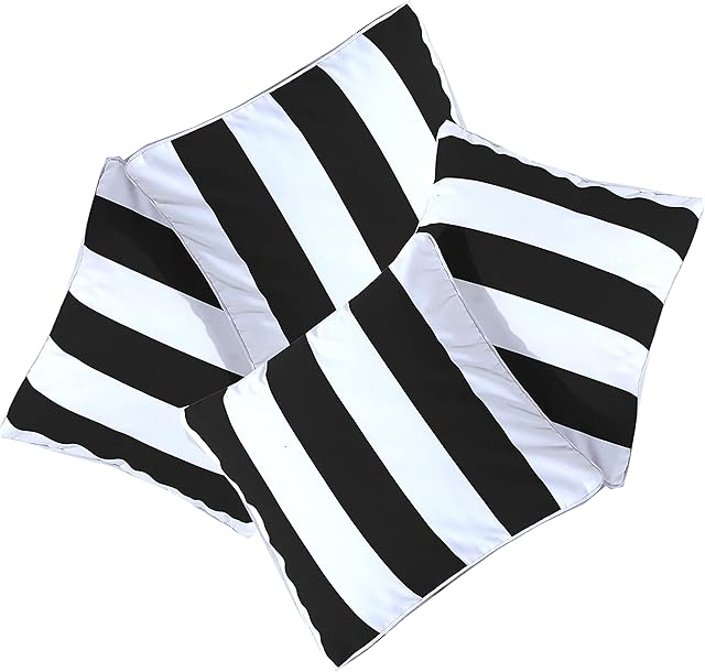 Set of 4 Cushion Cover 18 x 18" (45 x 45 cm) Black & White Stripe with Invisible Zipper Cotton Linen Square Pillowcases- Beautiful Design for Living Room, Sofa, Bedroom, Office, Couch