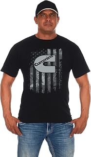 Men's Cummins Diesel American Flag Black Crew Neck Shirt