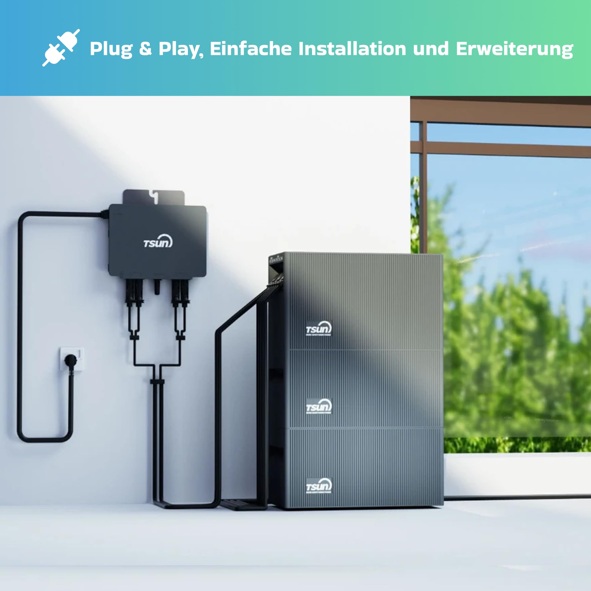 TSUN SOLARCAN Erweiterungsspeicher TSOL-DB2000Lite 2 kWh Solarspeicher LiFePO4, IP65, 2400 W PV Eingang, DC-gekuppelte Batterie für Balkon, Dach & Haus, Solarakku