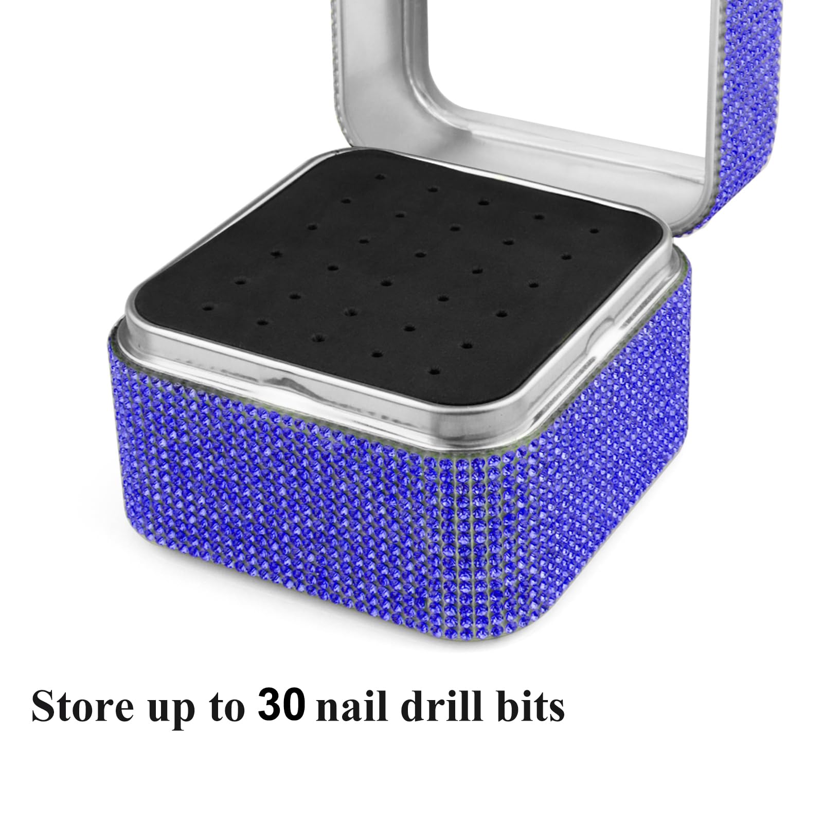 Cellentool Efile - Soporte para brocas de uñas con diamantes de imitación, organizador de brocas de uñas, 30 agujeros, caja de almacenamiento portátil a prueba de polvo para herramientas de manicura