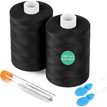 2 Pcs Black Sewing Thread, 1000 Yard Polyester Thread for Sewing, All Purpose Black Sewing Thread, Thread for Sewing Machine/Hand Sewing/Hand Quilting