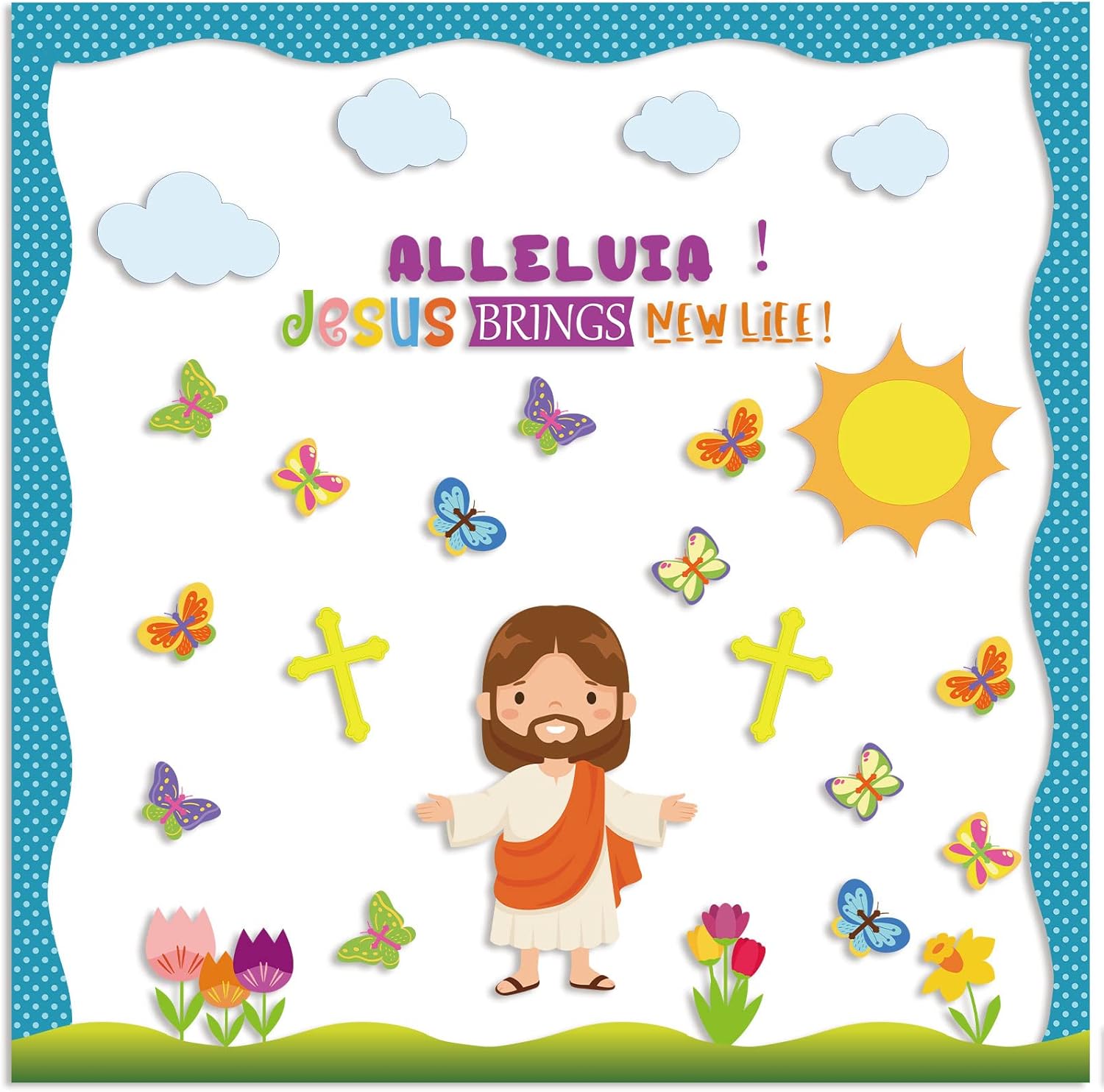 80 Pcs Easter Bulletin Board Sets Religious Bulletin Board Christian Sunday School