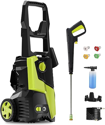 Lavadora a presión eléctrica de 4000 PSI Max 2.5 GPM, 4 boquillas de conexión rápida, manguera de 25 pies, tanque de jabón, ideal para limpieza de