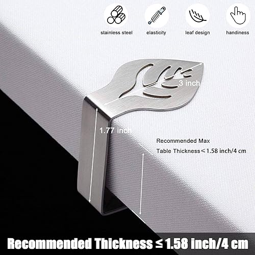 Miniatura 2 de CUNGLIN Paquete de 10 clips para mantel de mesa, clip de mantel de pícnic en forma de hoja, para exteriores, grande, resistente, acero inoxidable,