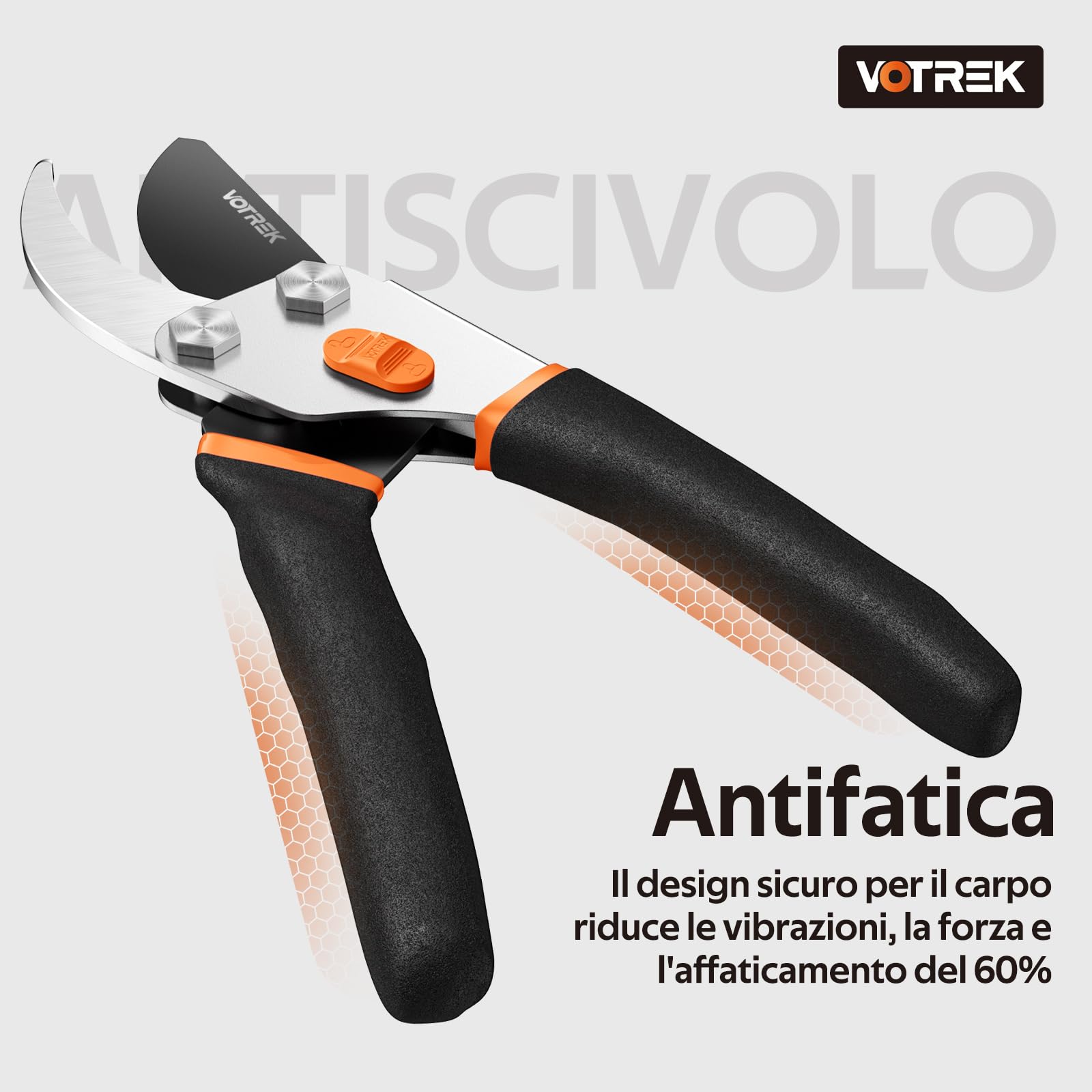 Cesoie da Potatura Bypass 21,5 Cm – Con Lame SK5, Molla Sigillata e Blocco Ambidestro per Mani Deboli, Le Forbici Da Giardinaggio Professionali Per Rose e Alberi da Frutto – Regalo